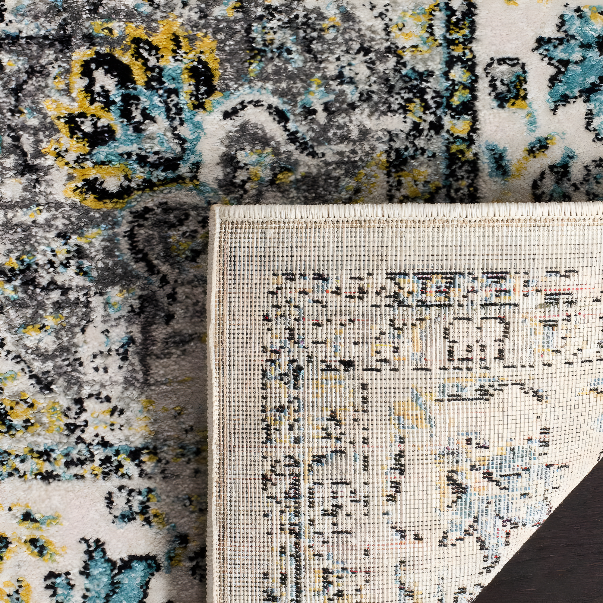 Evoke EVK220 Power Loomed Area Rug - Grey/Gold - 5'3"x7'6" - Safavieh.