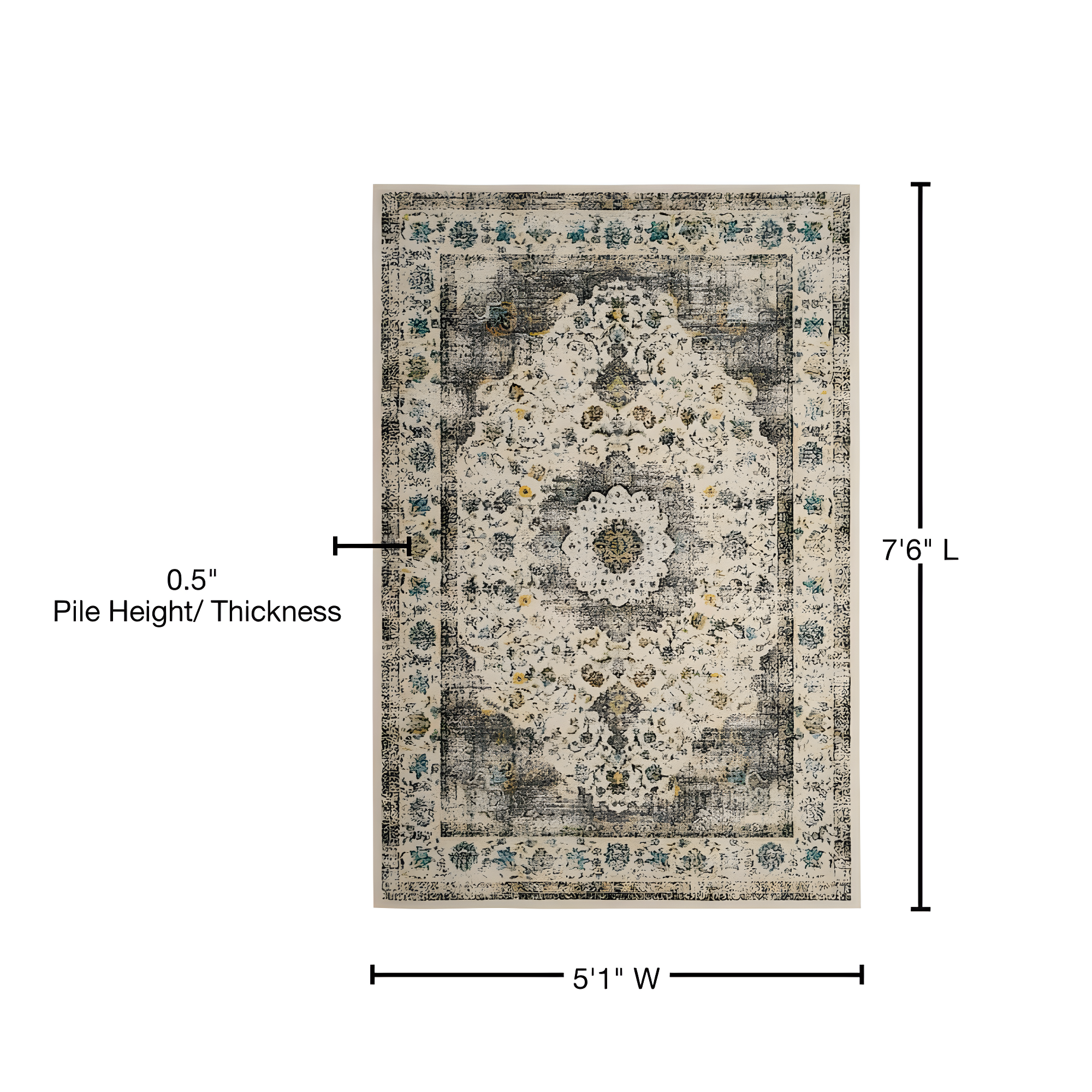 Evoke EVK220 Power Loomed Area Rug - Grey/Gold - 5'3"x7'6" - Safavieh.