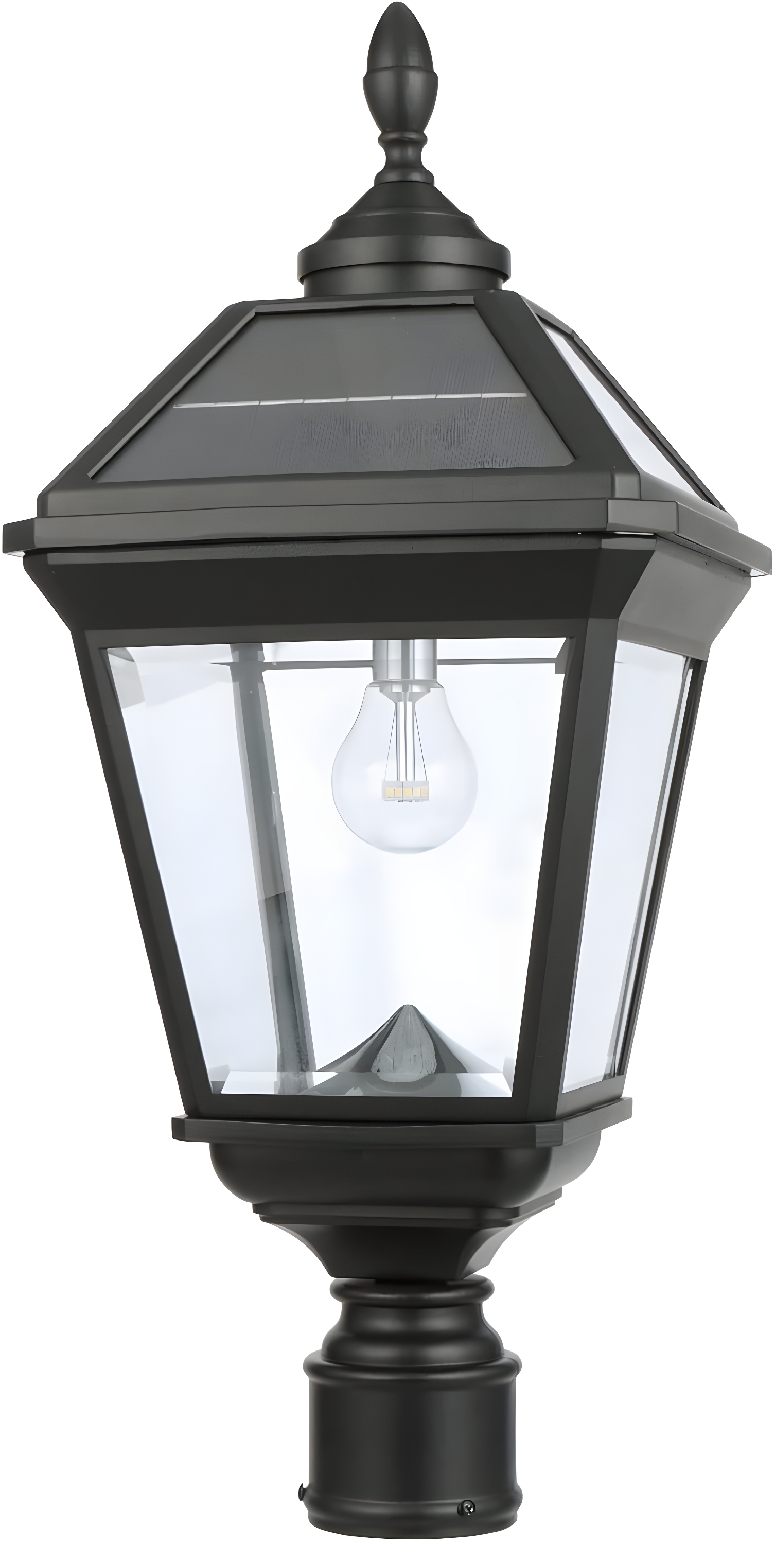 Gama Sonic Imperial Bulb Solar Lamp -3 Inch Fitter Mounts - Black Finish