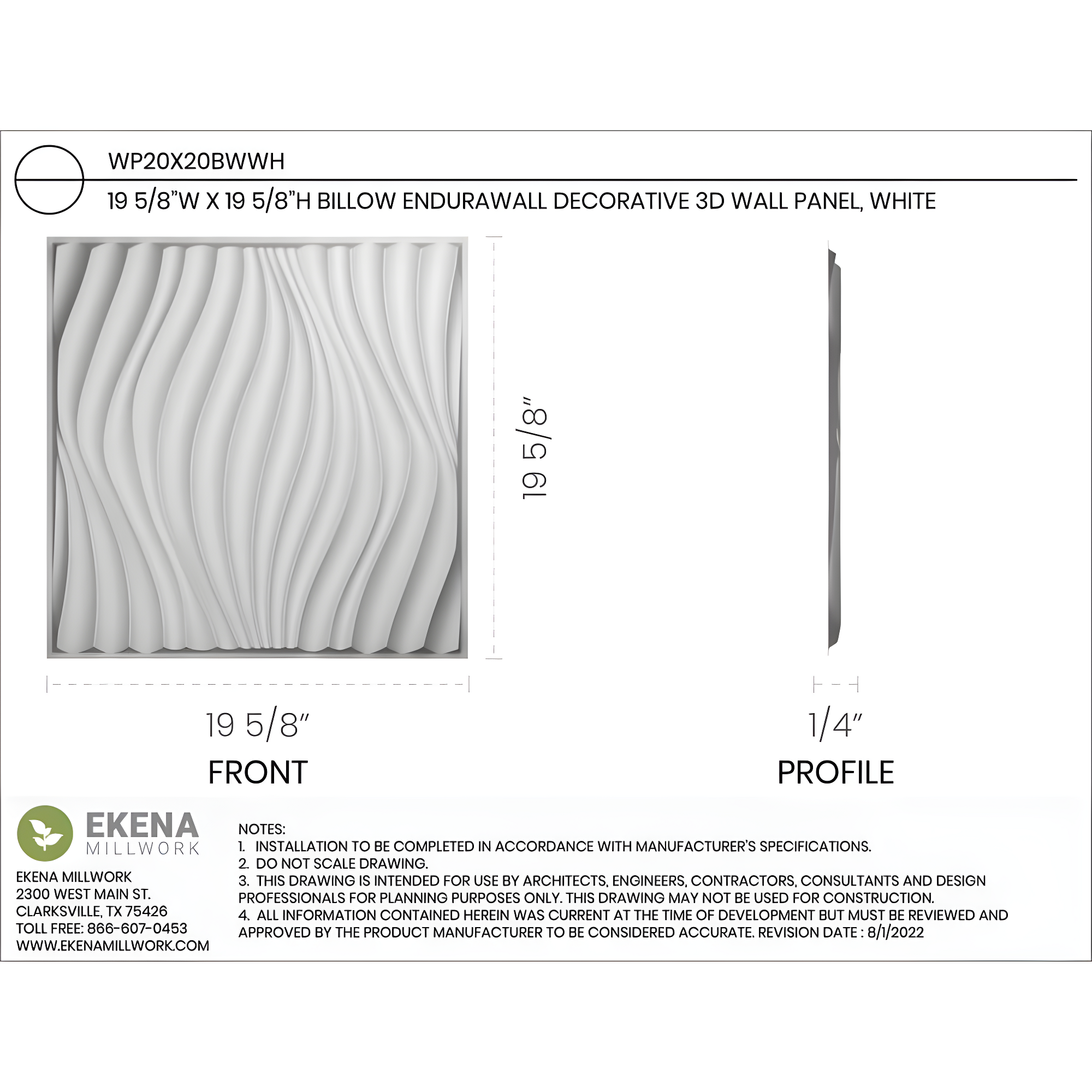 Ekena Millwork Billow EnduraWall Decorative 3D Wall Panel