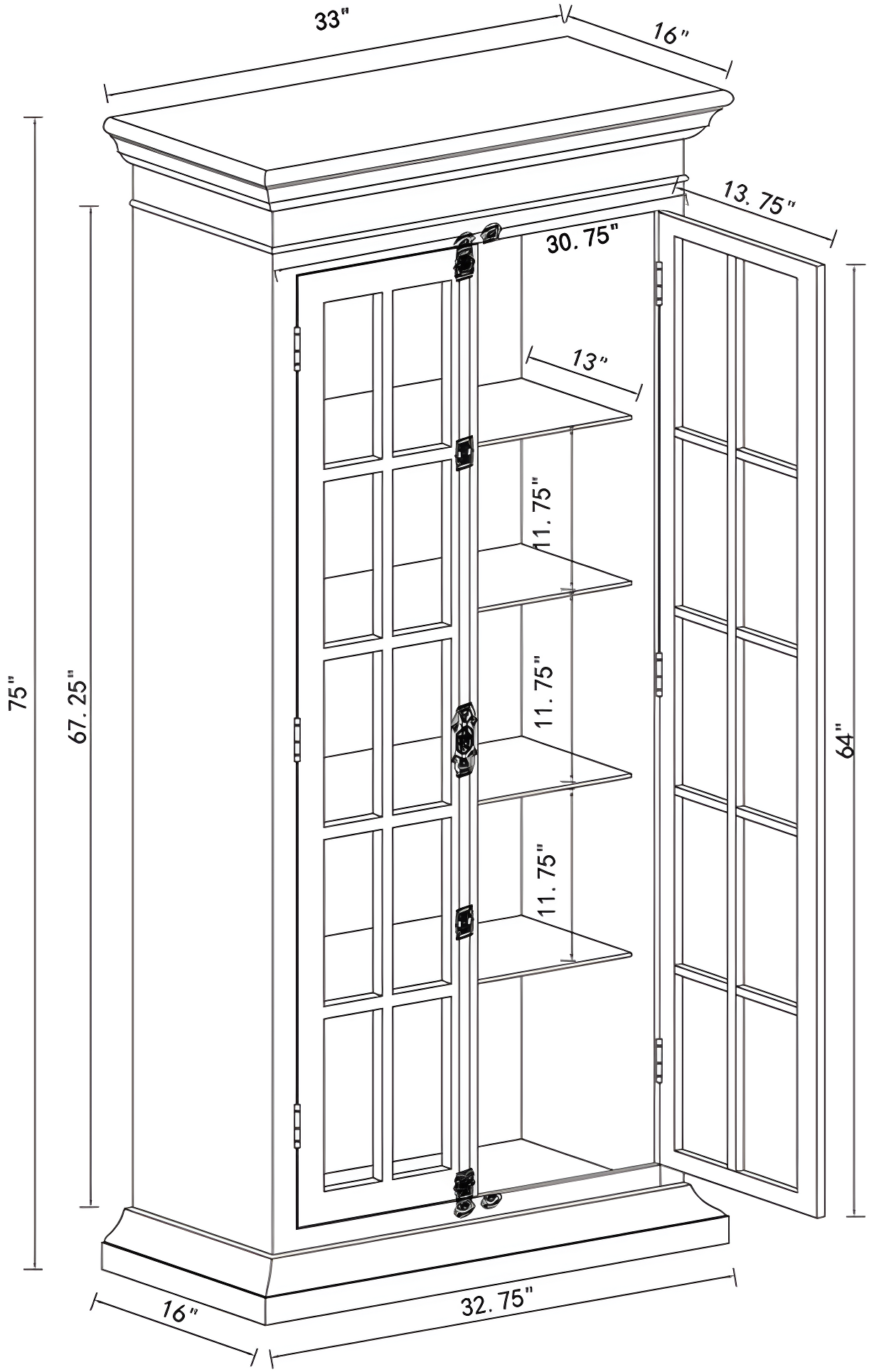 Toni 2-door Tall Cabinet Antique White
