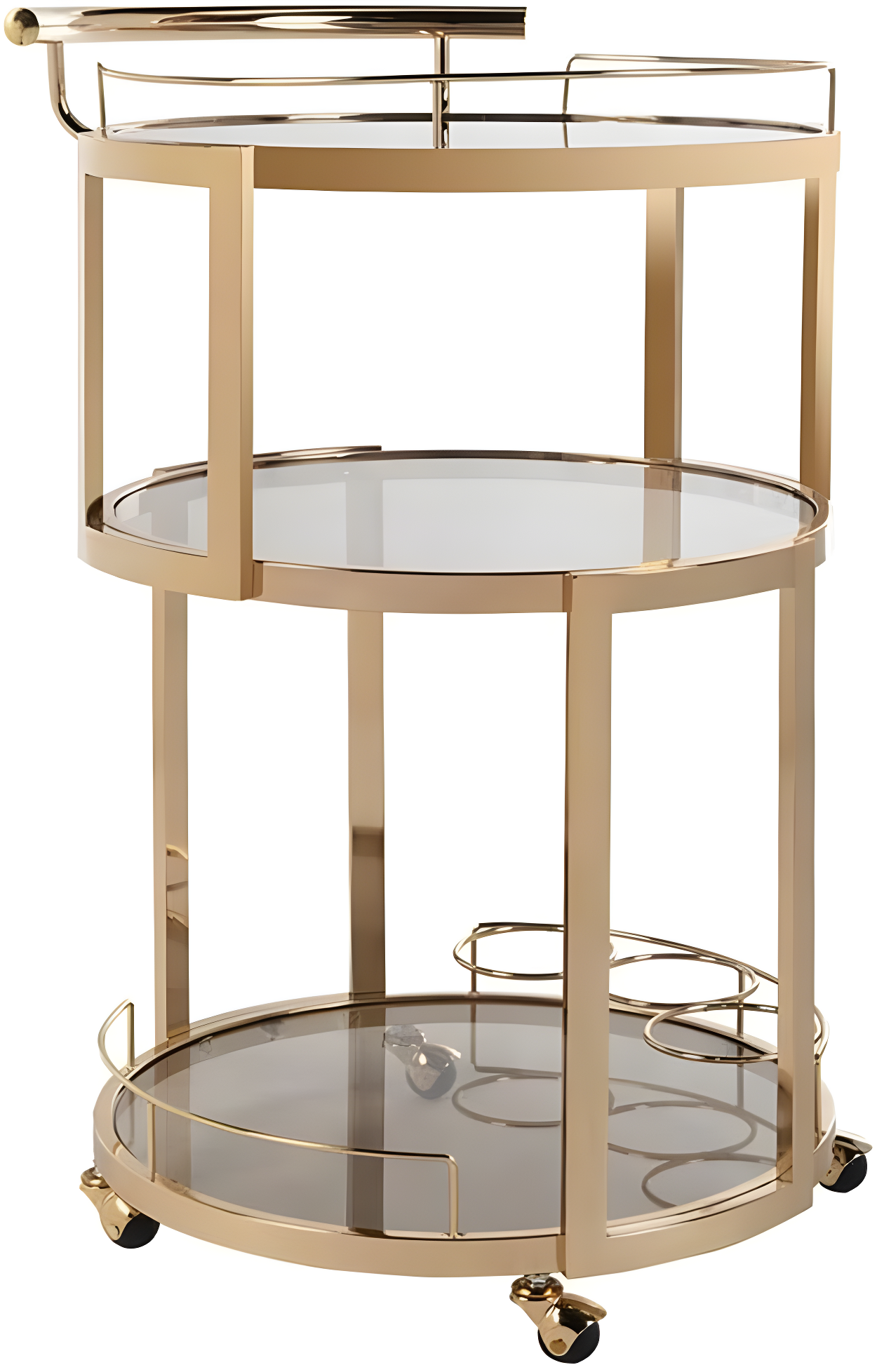 Rio 3 Tier Round Bar Cart - BCT8002A - Gold/Tea - Safavieh