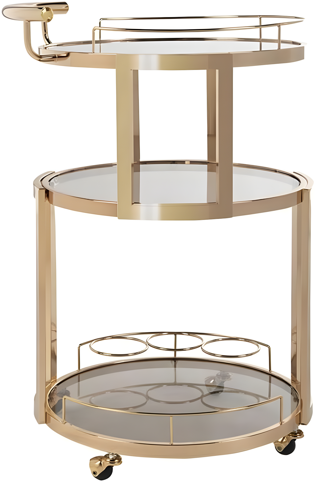 Rio 3 Tier Round Bar Cart - BCT8002A - Gold/Tea - Safavieh