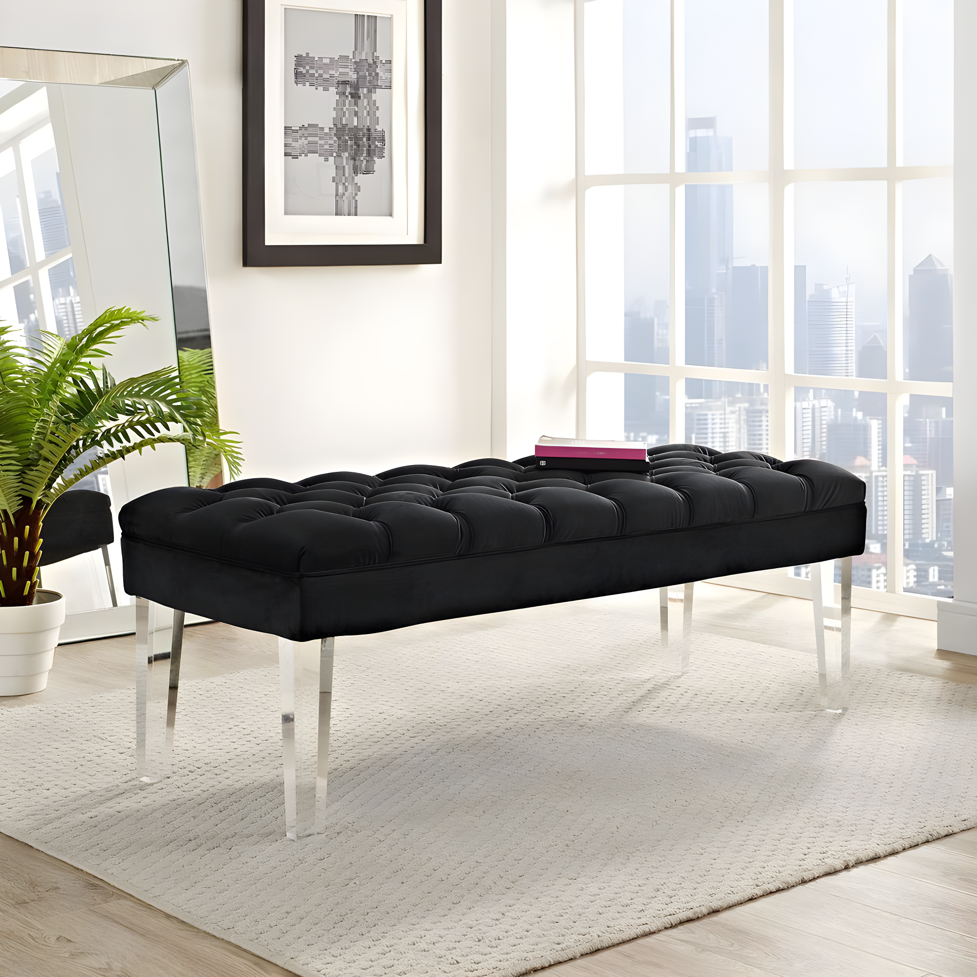 Valet Velvet Bench Black