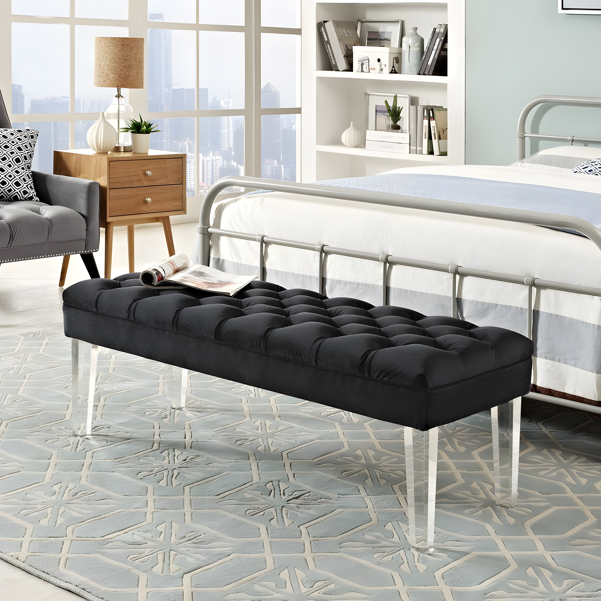 Valet Velvet Bench Black