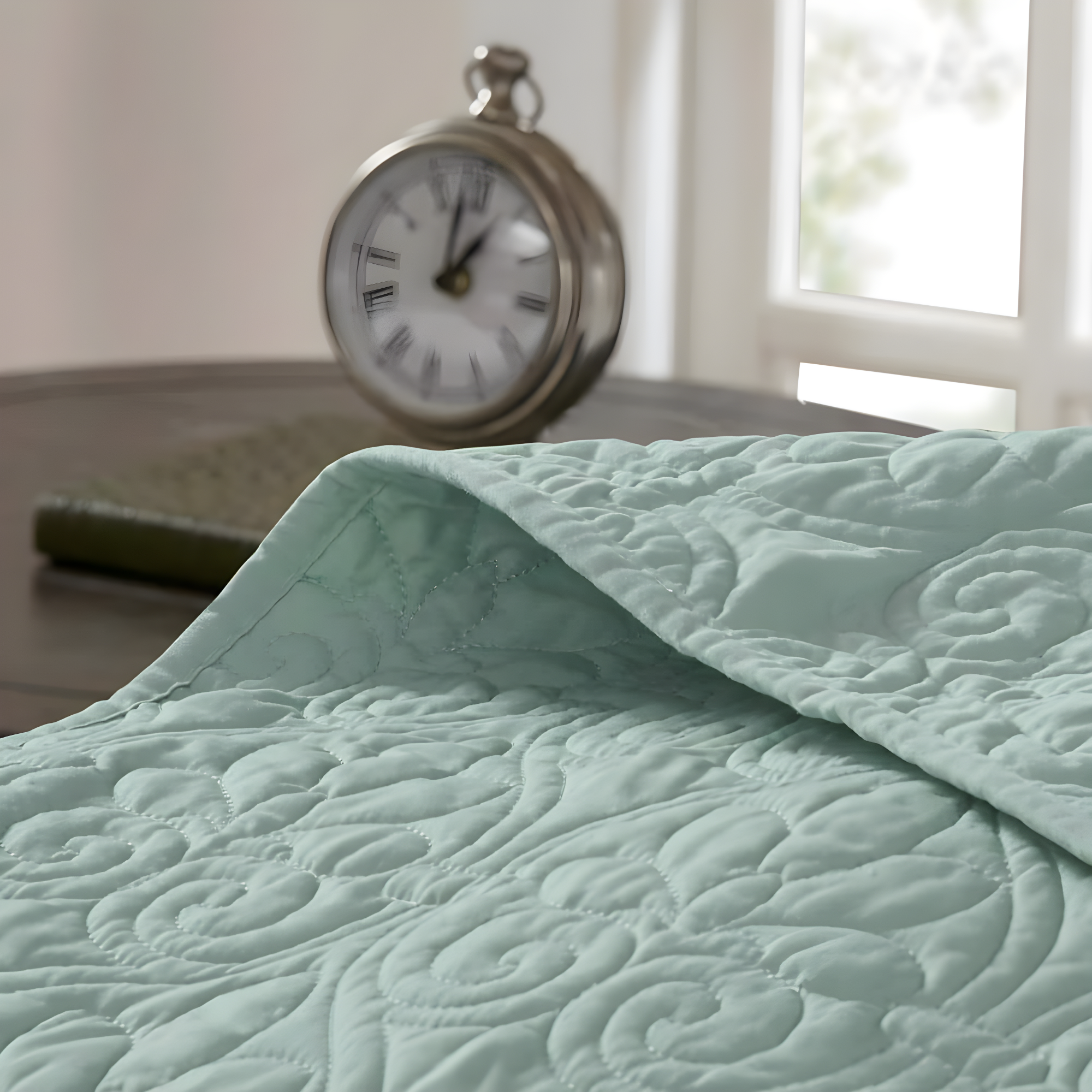 Madison Park 3pc Full/Queen Vancouver Reversible Coverlet Set Seafoam: Lightweight, Machine Washable