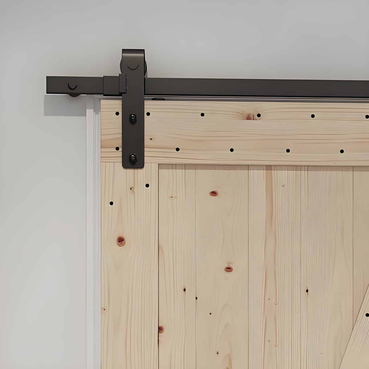 Rustic Canadian Hemlock 84" Unfinished Barn Door Kit with Black Hardware