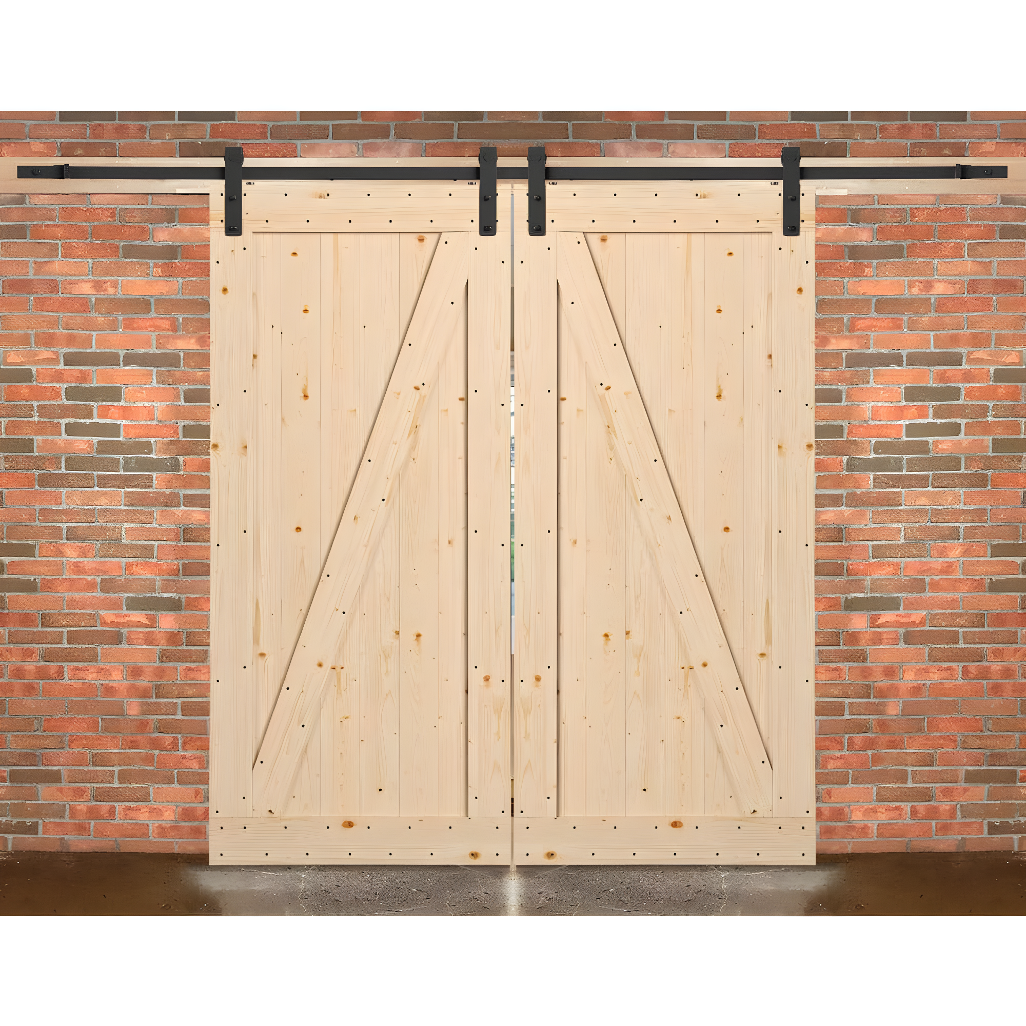 Rustic Canadian Hemlock 84" Unfinished Barn Door Kit with Black Hardware