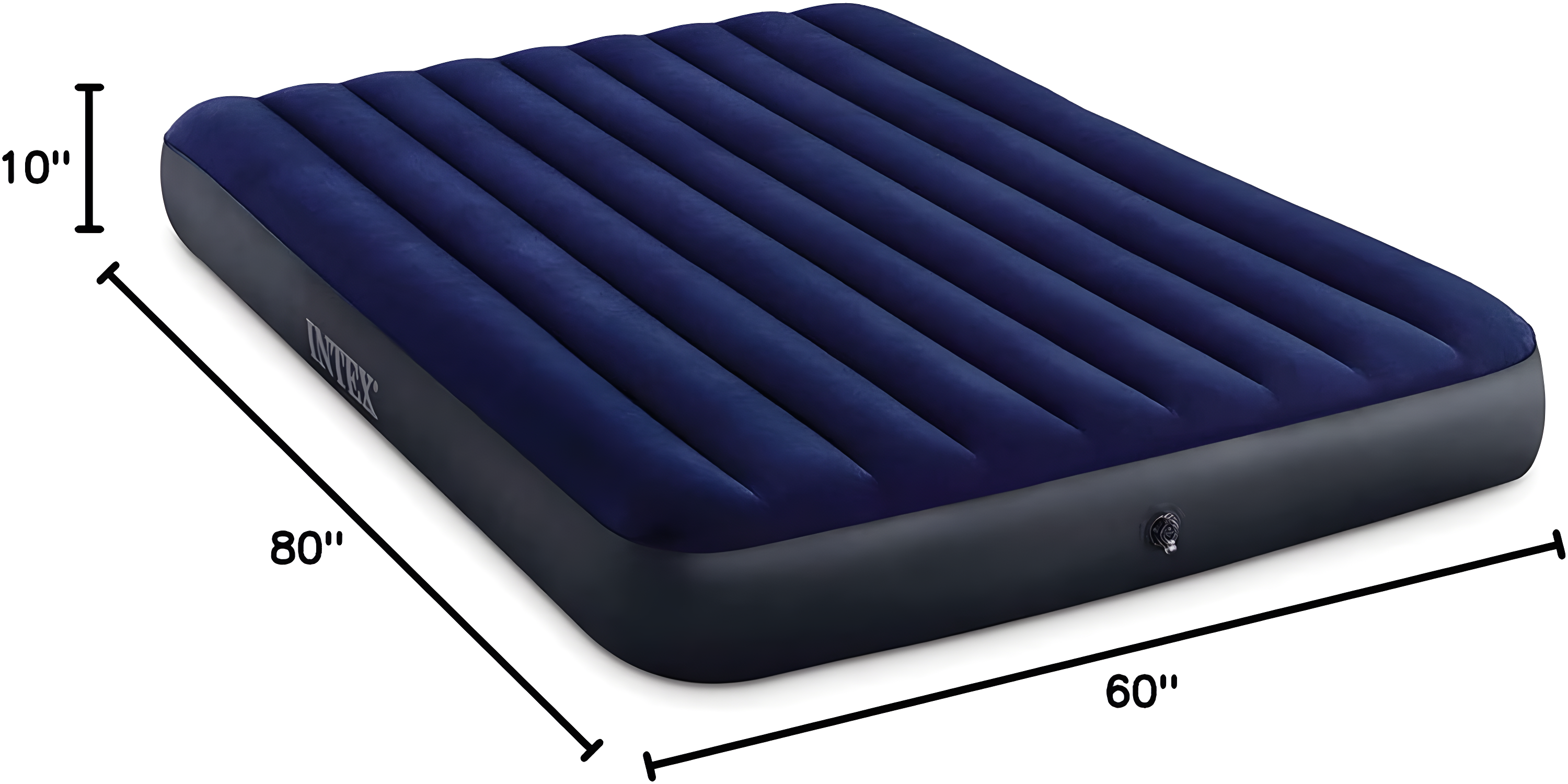 Intex 80 x 60 x 10 Inch Dura-Beam Fiber-Tech Vinyl Standard Downy Air Mattress with Plush Top and 2-in-1 Valve, Queen (Pump Not Included)