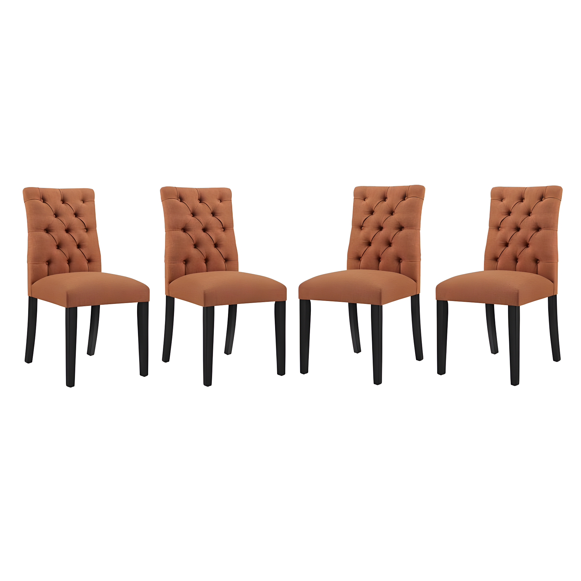 Modway Duchess Dining Chair Fabric Set of 4 in Orange