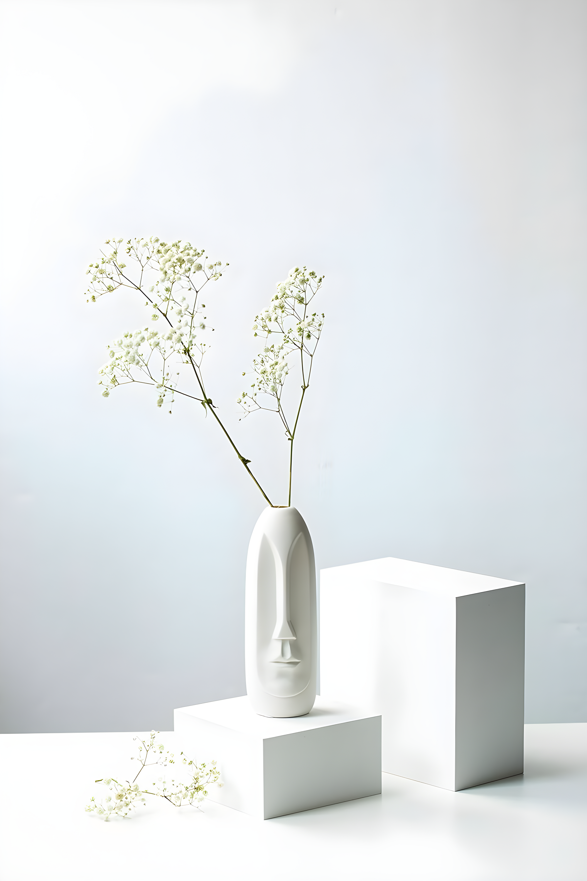 Face Vase Set of 2 - White Modern Vase. Ceramic Statue Human Face Vase Decor and Sculpture Decor