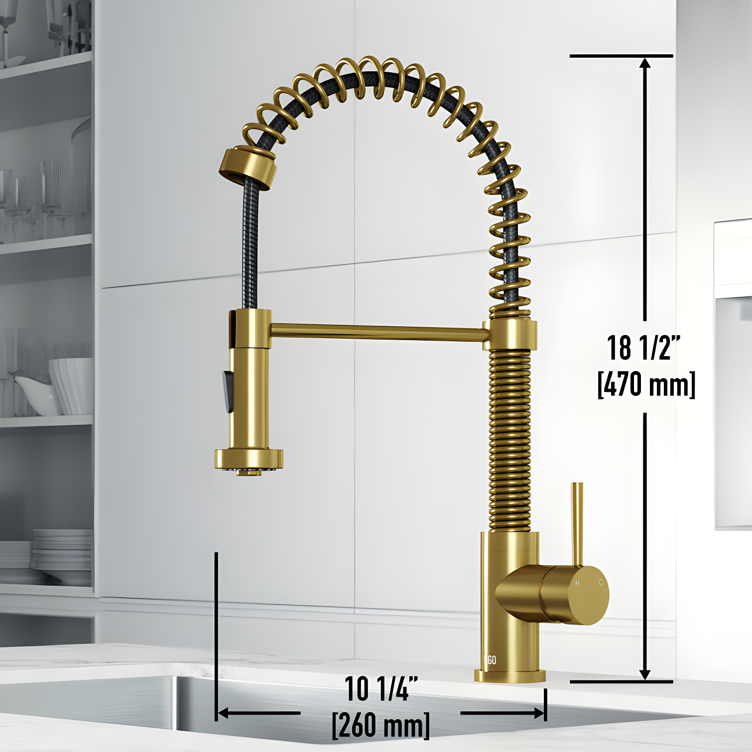 Edison 19" H 1-handle Pull-Down 2-Function Sprayer Kitchen Faucet