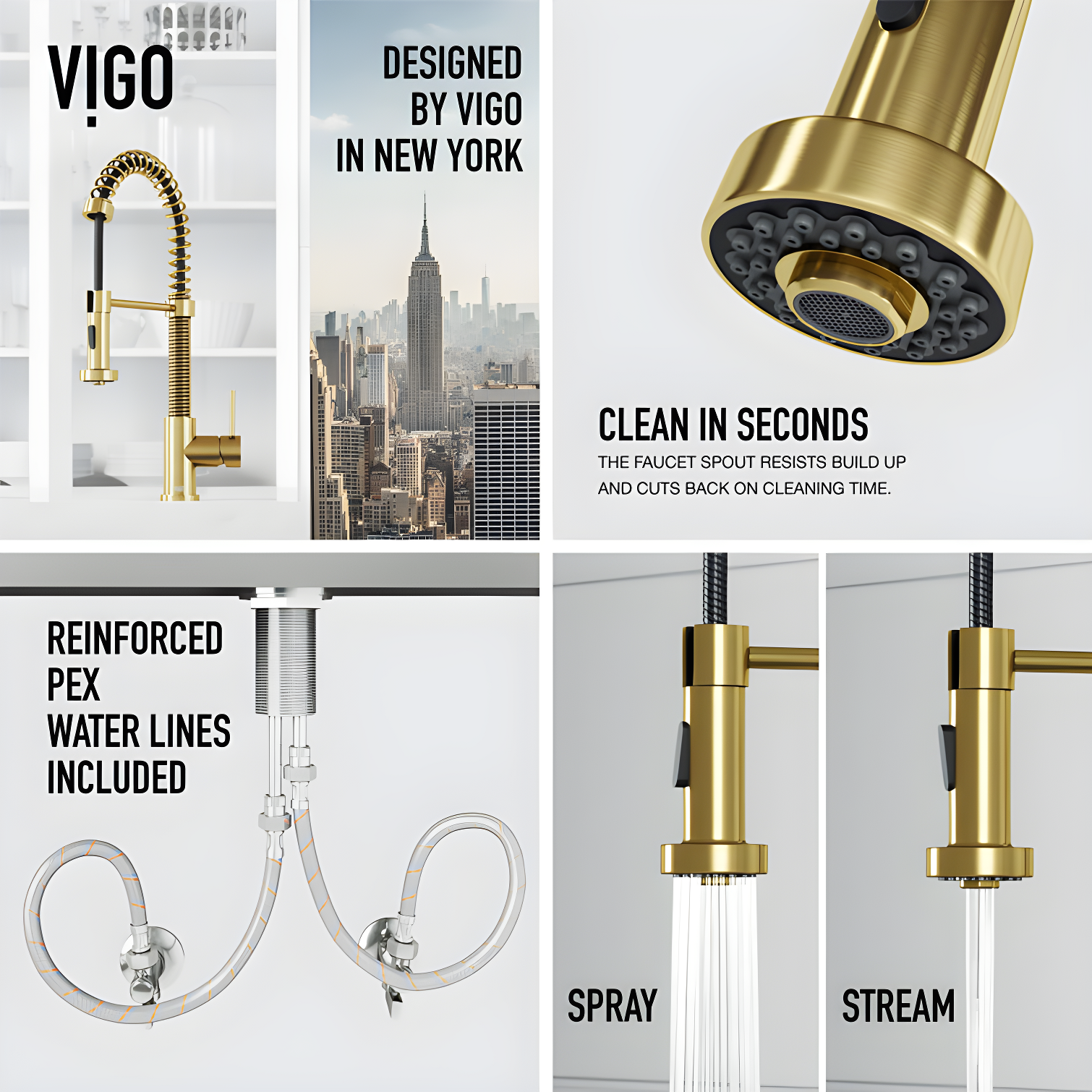 Edison 19" H 1-handle Pull-Down 2-Function Sprayer Kitchen Faucet