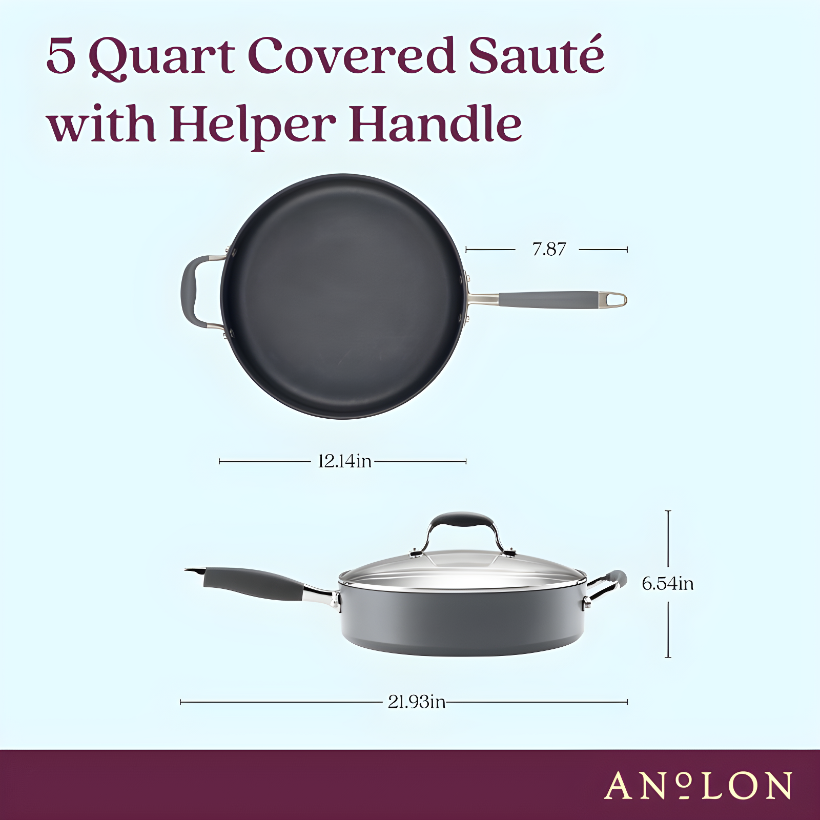 Anolon Advanced Home Hard Anodized Nonstick Sauté Pan with Helper Handle and Lid, 5 Quart