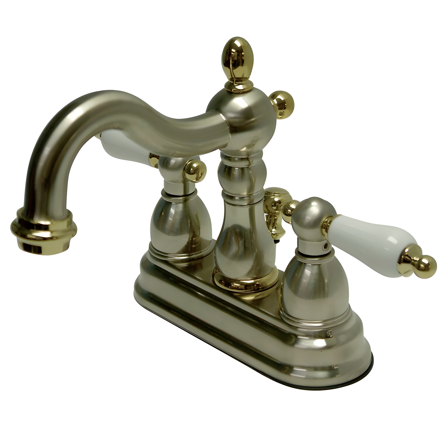 Kingston Brass Heritage Two-Handle 3-Hole Deck Mount 4" Centerset Bathroom Faucet with Plastic Pop-Up