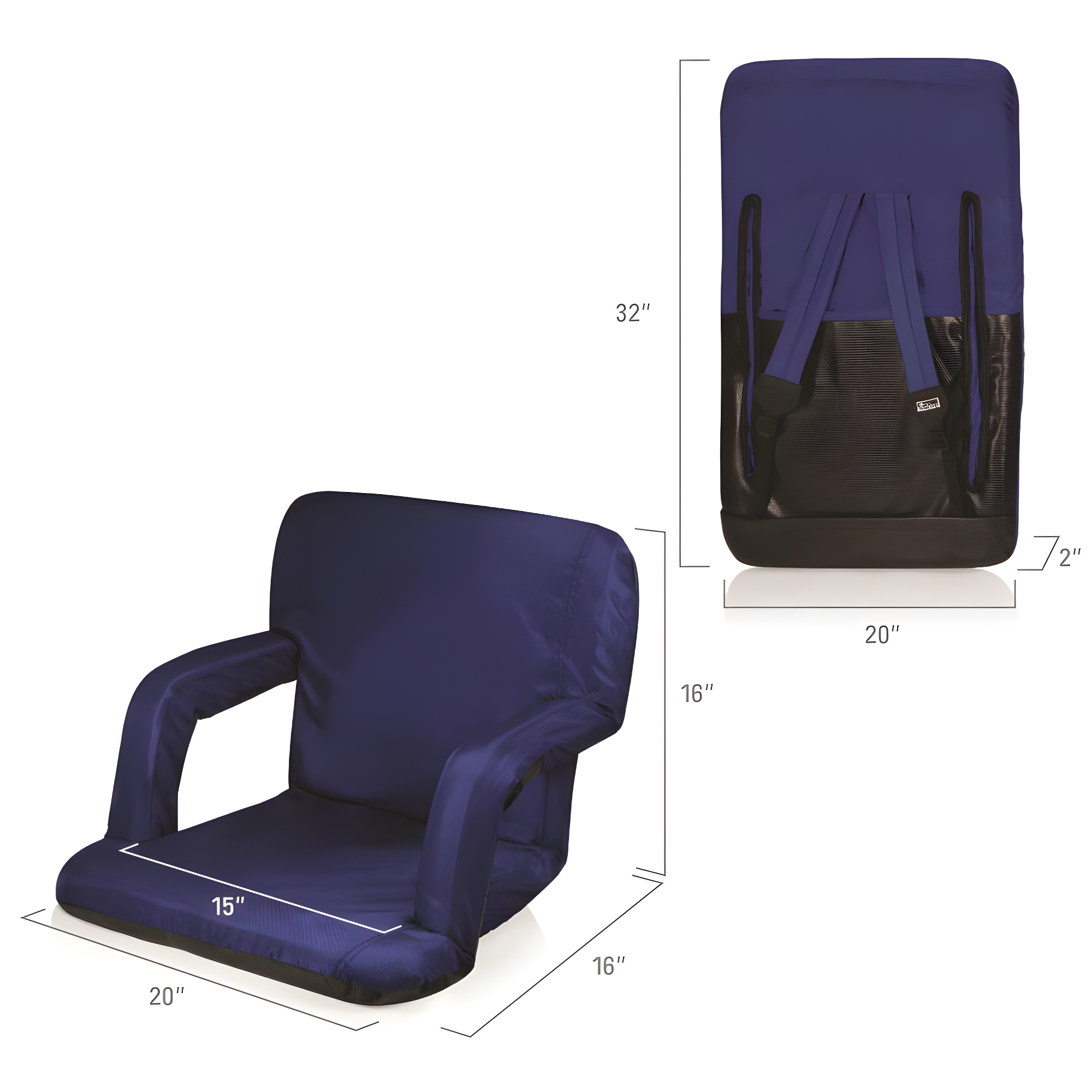 ONIVA™ Ventura Reclining Bleacher Seat with Armrests and Back Support