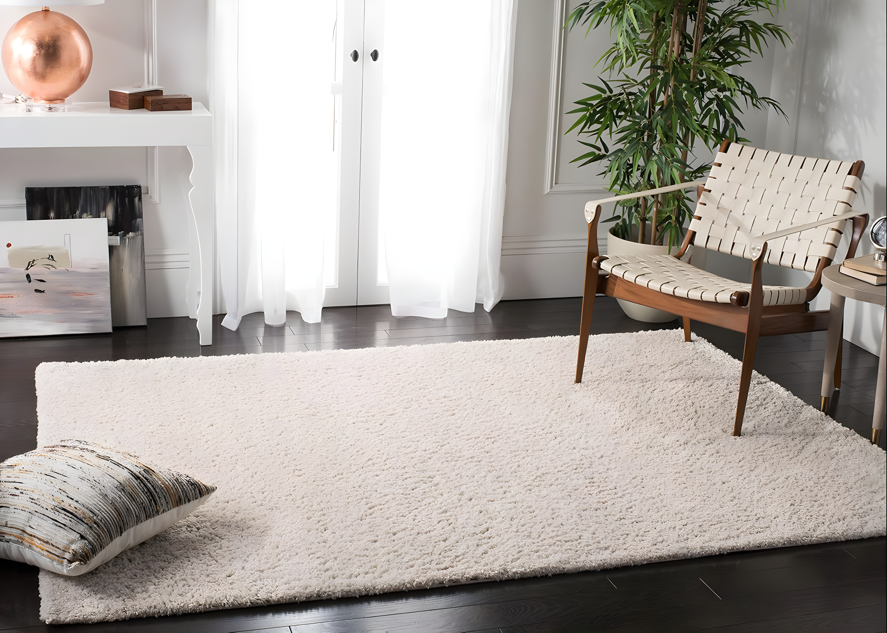 August Shag 900 AUG900 Power Loomed Indoor Area Rug - Beige - 5'3"x7'6" - Safavieh