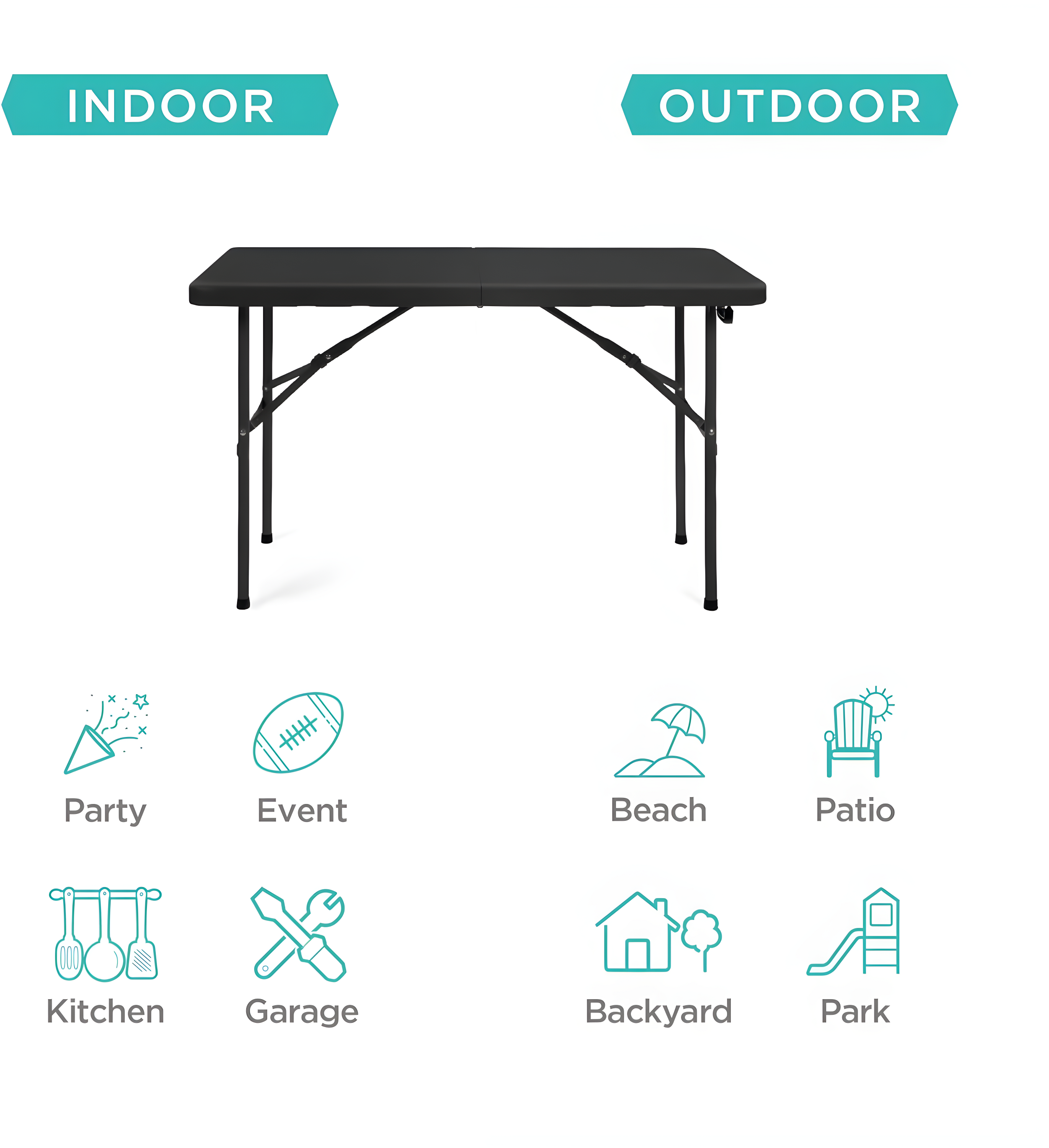 Best Choice Products Plastic Folding Table, Indoor Outdoor Heavy Duty Portable w/ Handle, Lock for Picnic