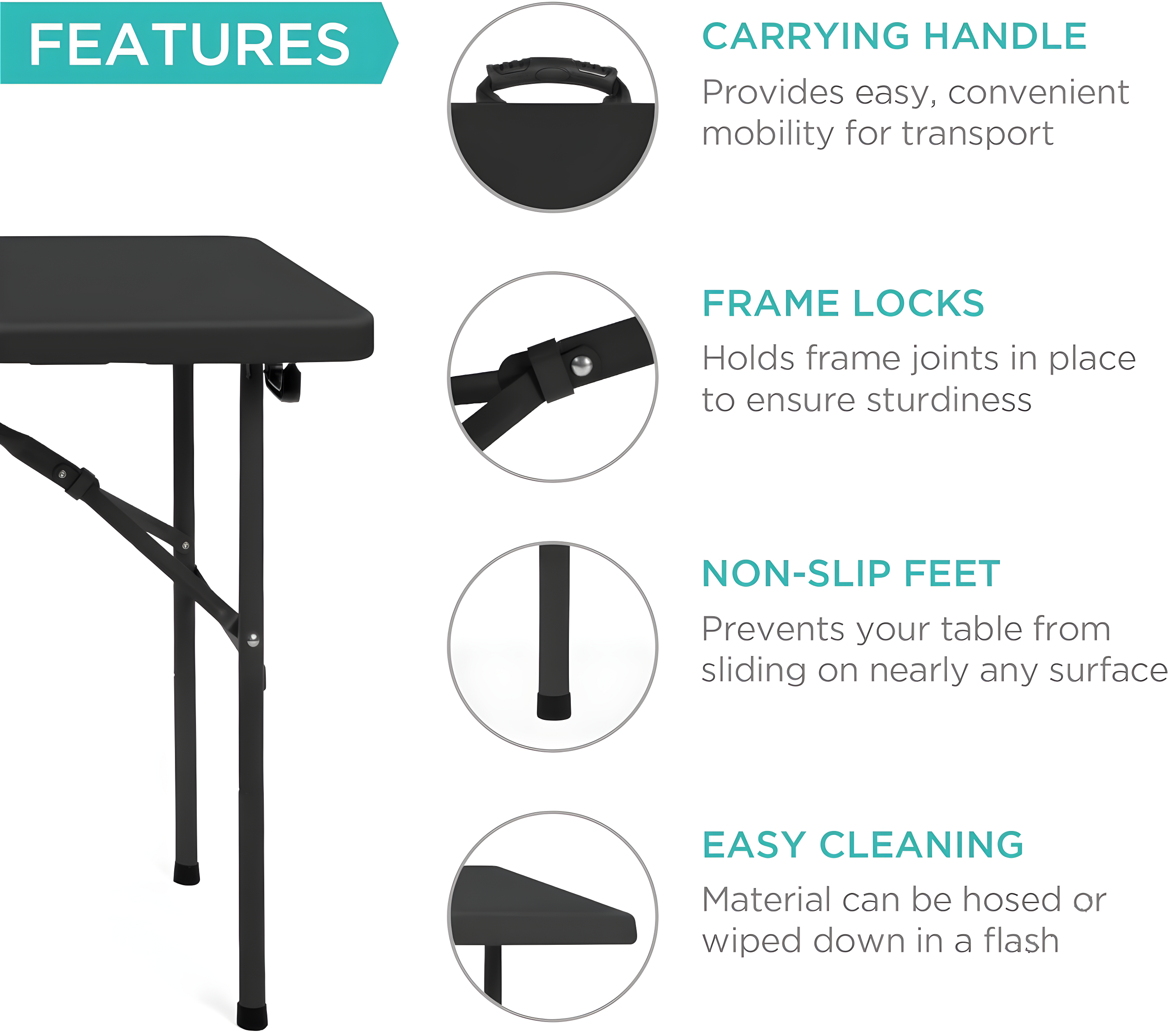 Best Choice Products Plastic Folding Table, Indoor Outdoor Heavy Duty Portable w/ Handle, Lock for Picnic