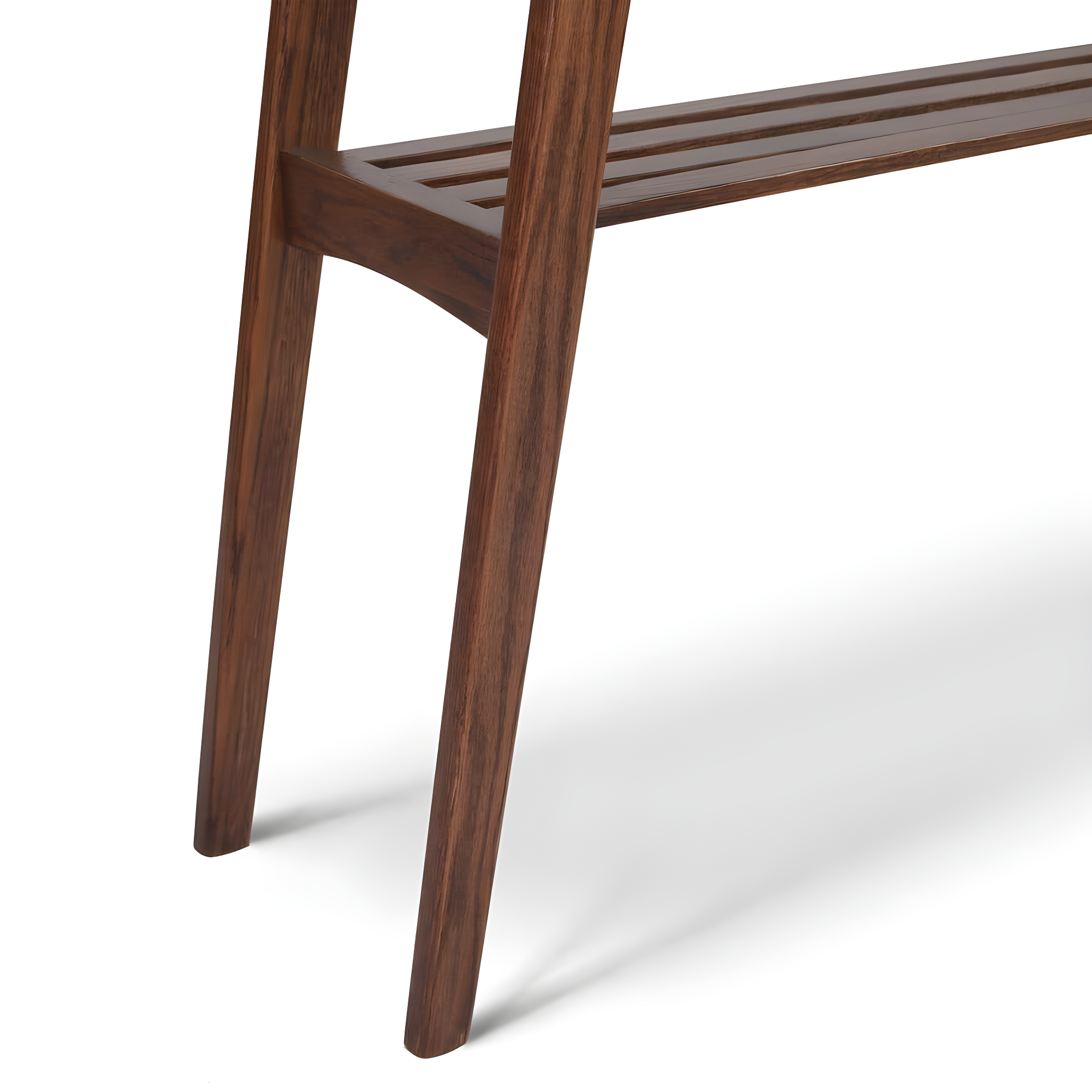 The Bianco Collection Castello 43" Rectangular Italian Carrara White Marble Console Table with Walnut Shelf