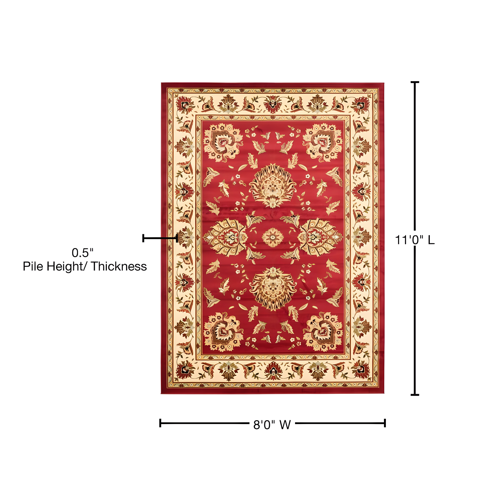 Lyndhurst LNH553 Power Loomed Area Rug - Red/Ivory - 8'x11' - Safavieh.