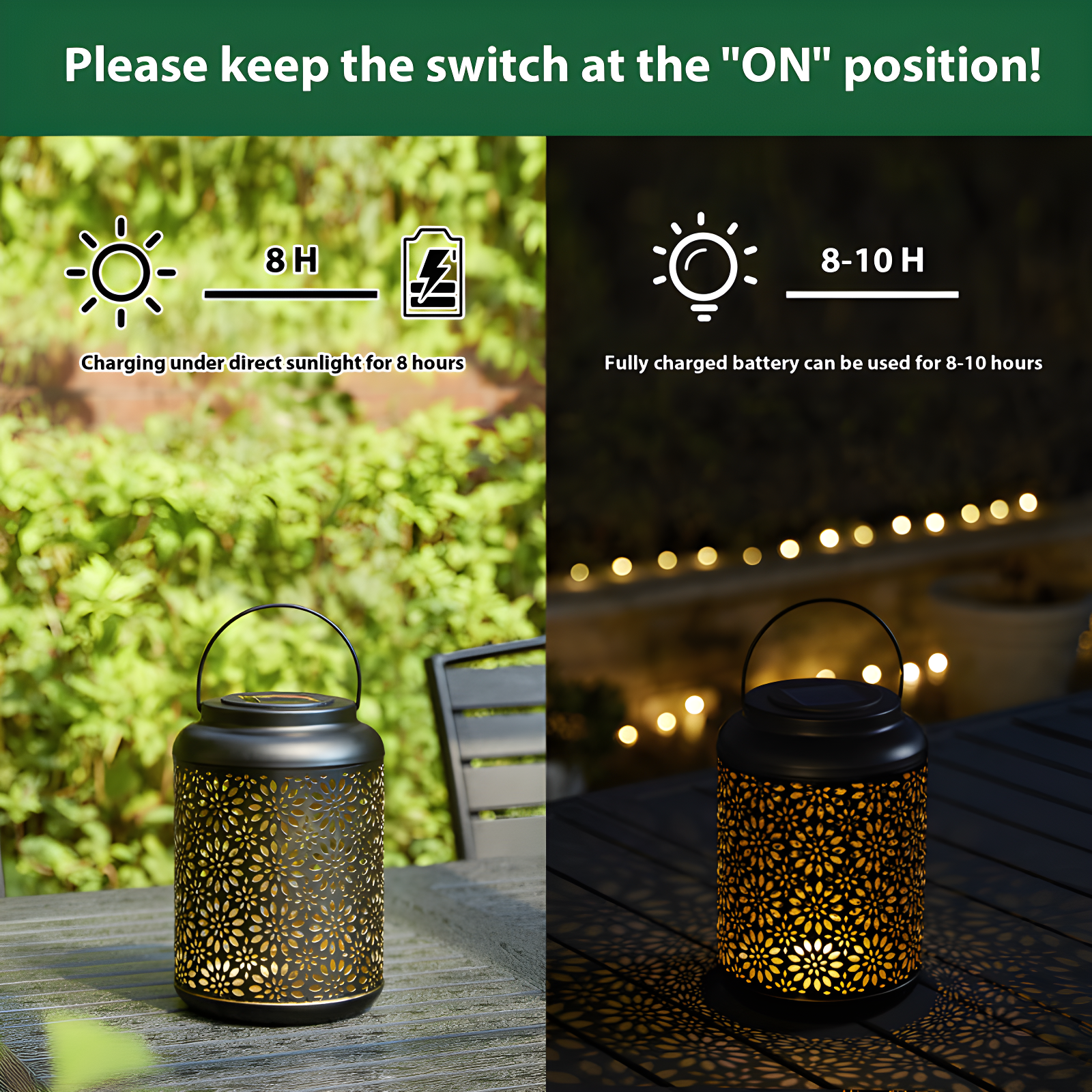 8.75" H Metal Wire Solar Powered Outdoor Hanging Lantern
