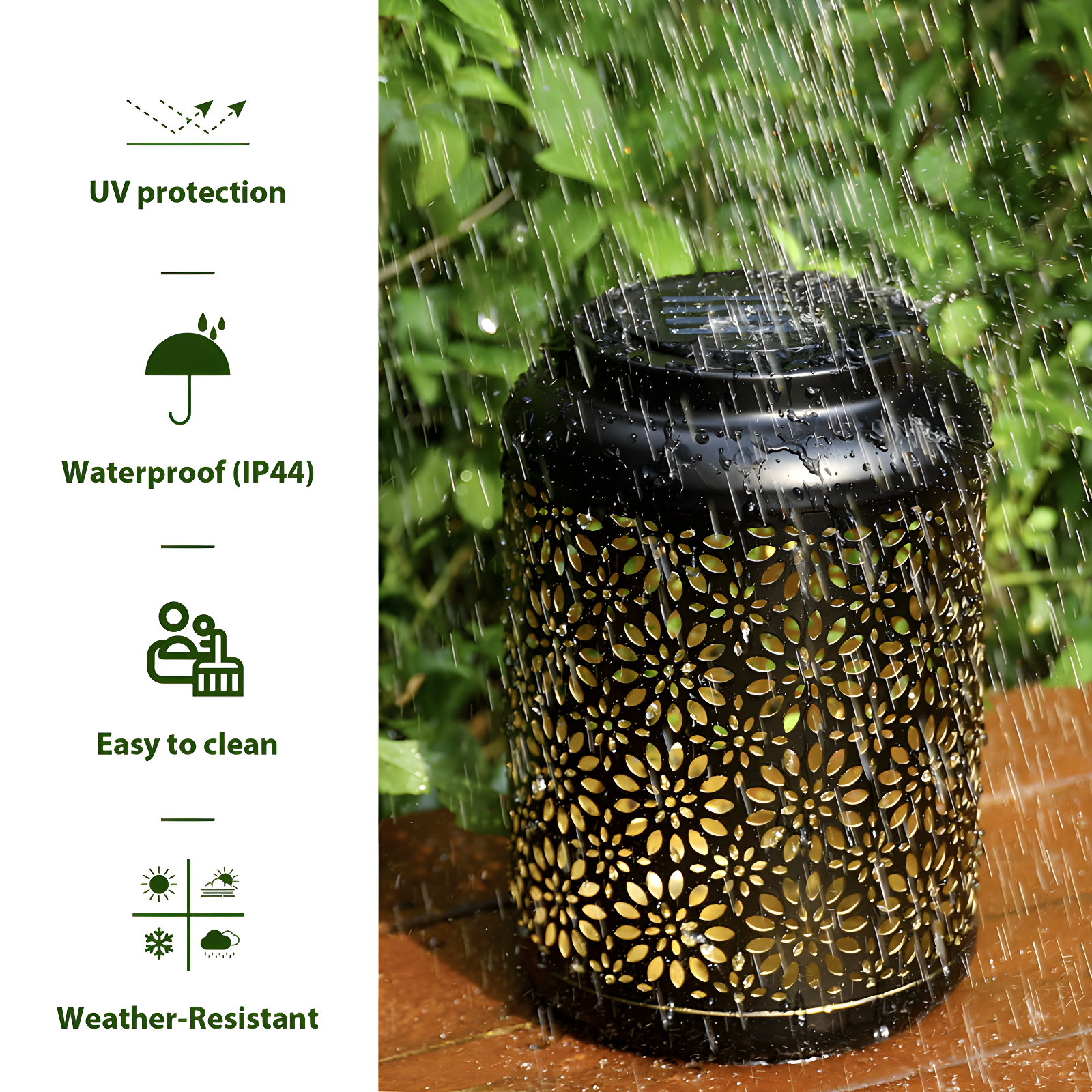 8.75" H Metal Wire Solar Powered Outdoor Hanging Lantern