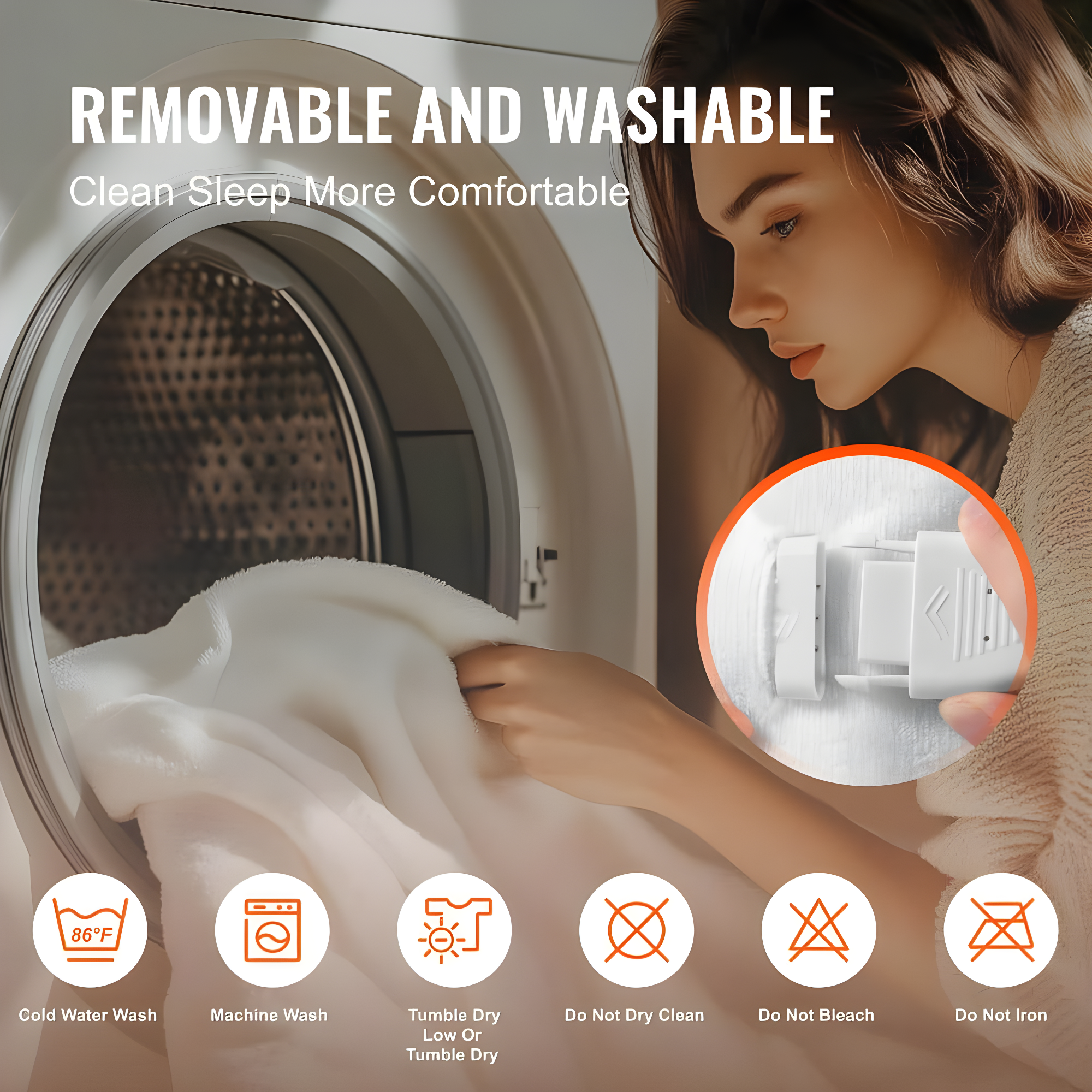 VEVOR Heated Mattress Pad Full Electric Warmer Coral Fleece Auto Off