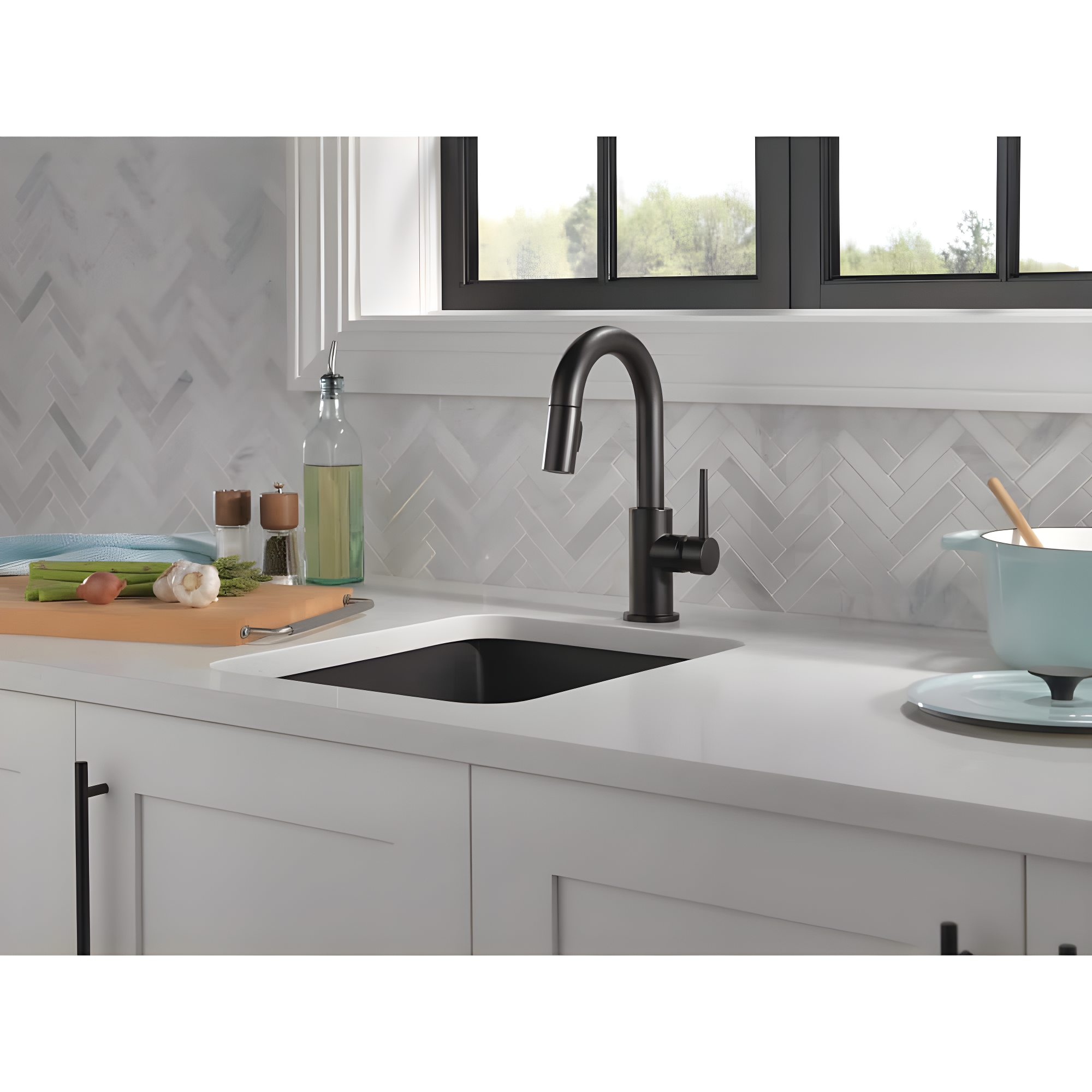 Trinsic Pull Down Sprayer Bar Faucet, Single Handle Prep Sink Faucet