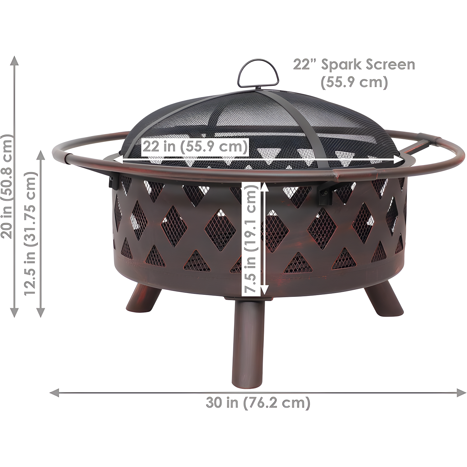 Alcott Hill® Mast Round Wood-Burning Bronze Finish Crossweave Fire Pit with Screen and Poker