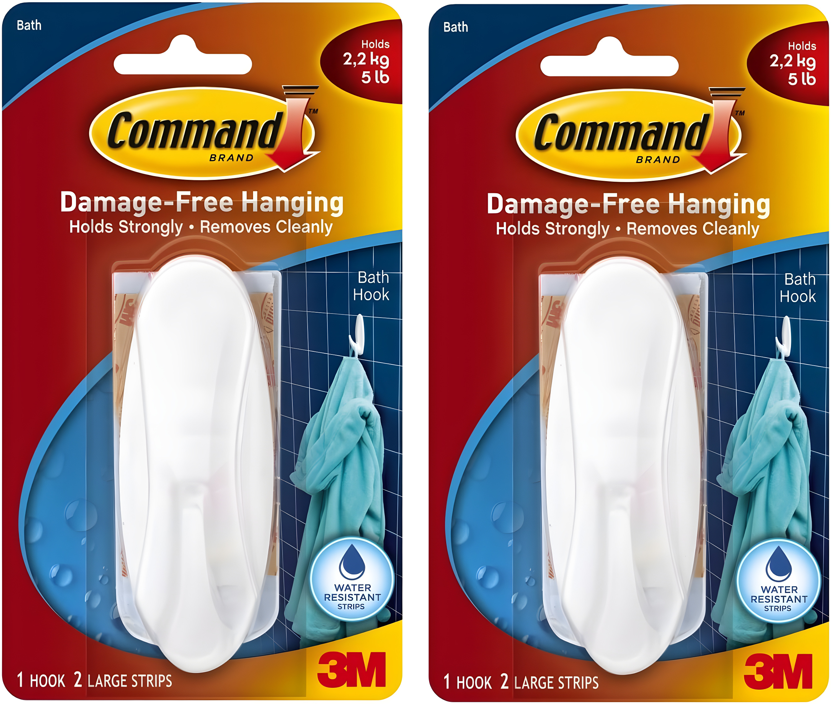 Command Designer Water Resistant Hooks, White, Large, 1 Wall Hook