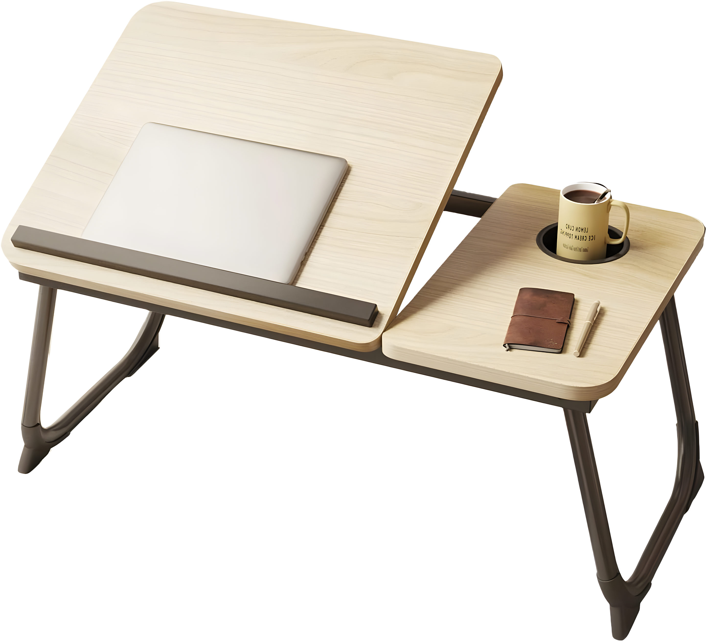 Bed Desk for Laptop, Foldable Laptop Table for Bed and Sofa, Bed Trays for Eating and Laptops with Cup Holder, 5 Levels of Adjustable Height