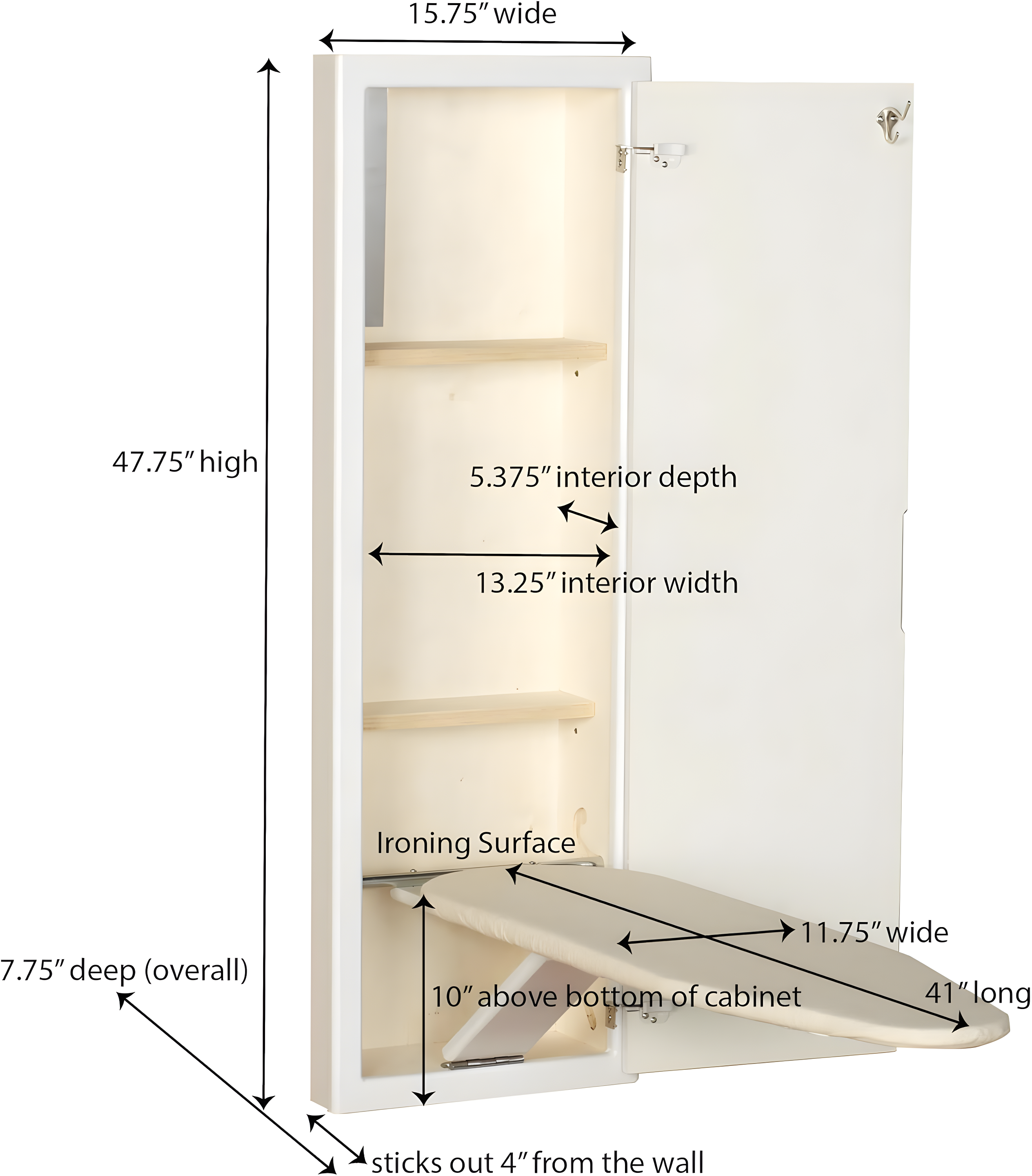 Household Essentials Ironing Board Cabinet, White