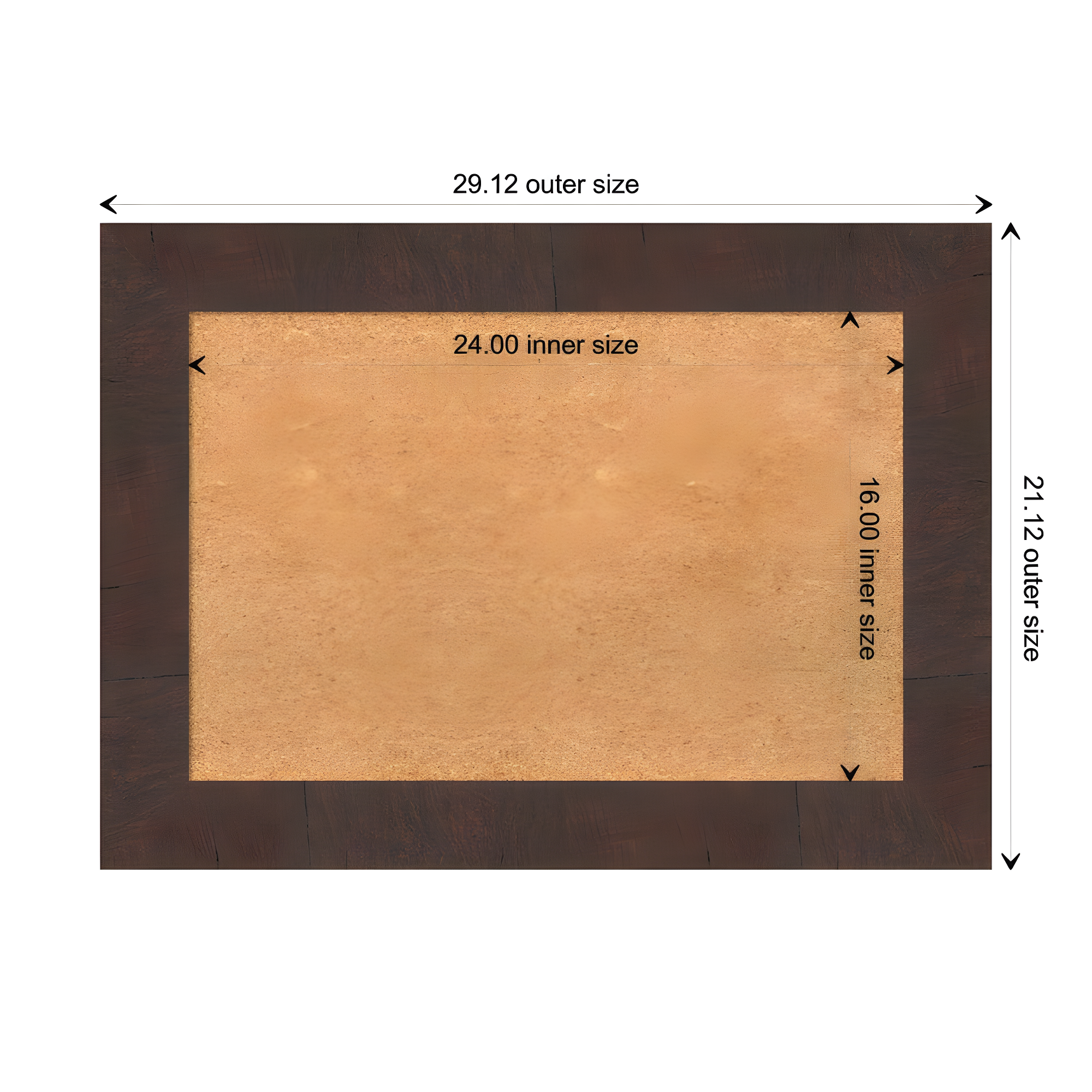 Amanti Art Natural Cork Board Framed Wildwood Brown Bulletin Board 29 in. x 21 in.