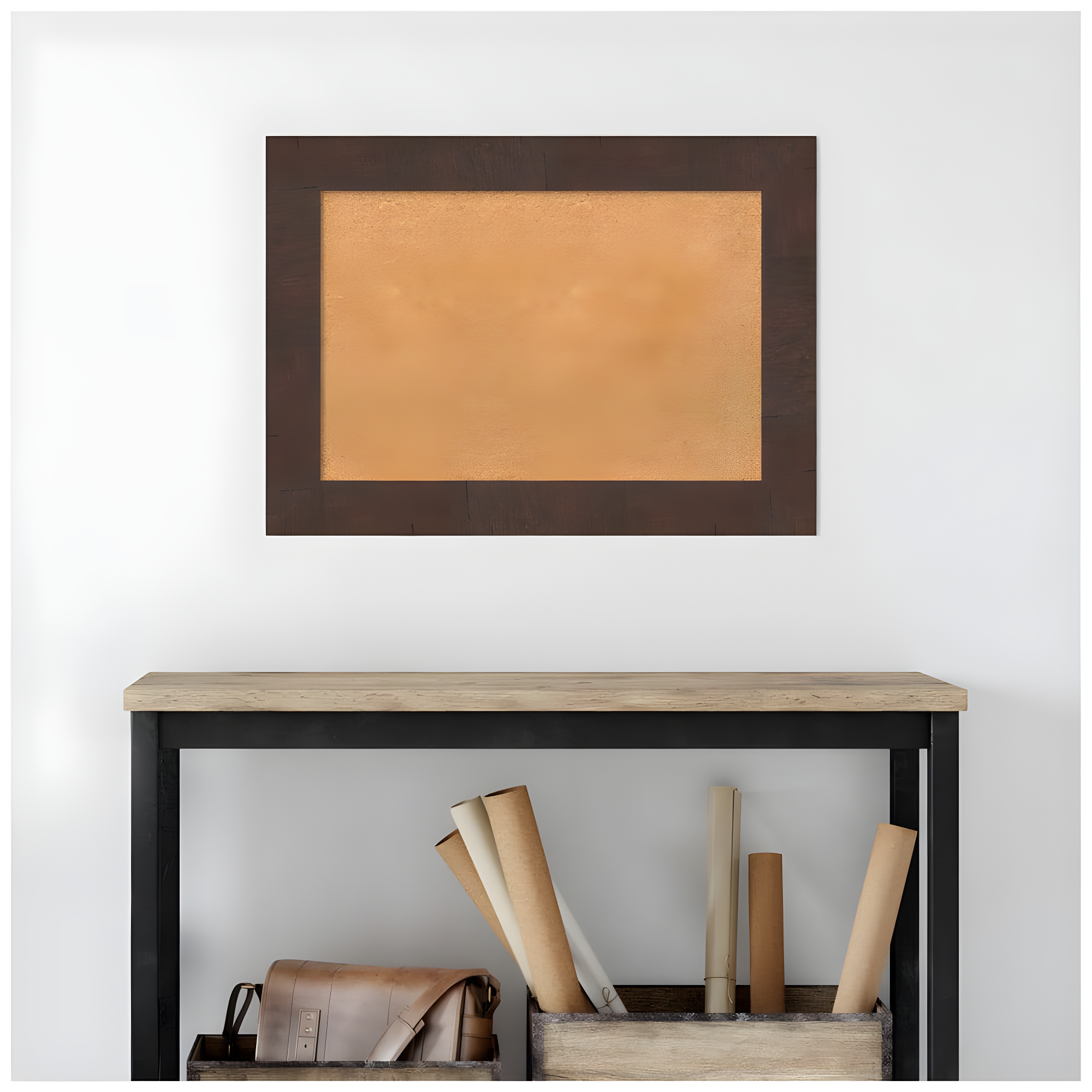 Amanti Art Natural Cork Board Framed Wildwood Brown Bulletin Board 29 in. x 21 in.