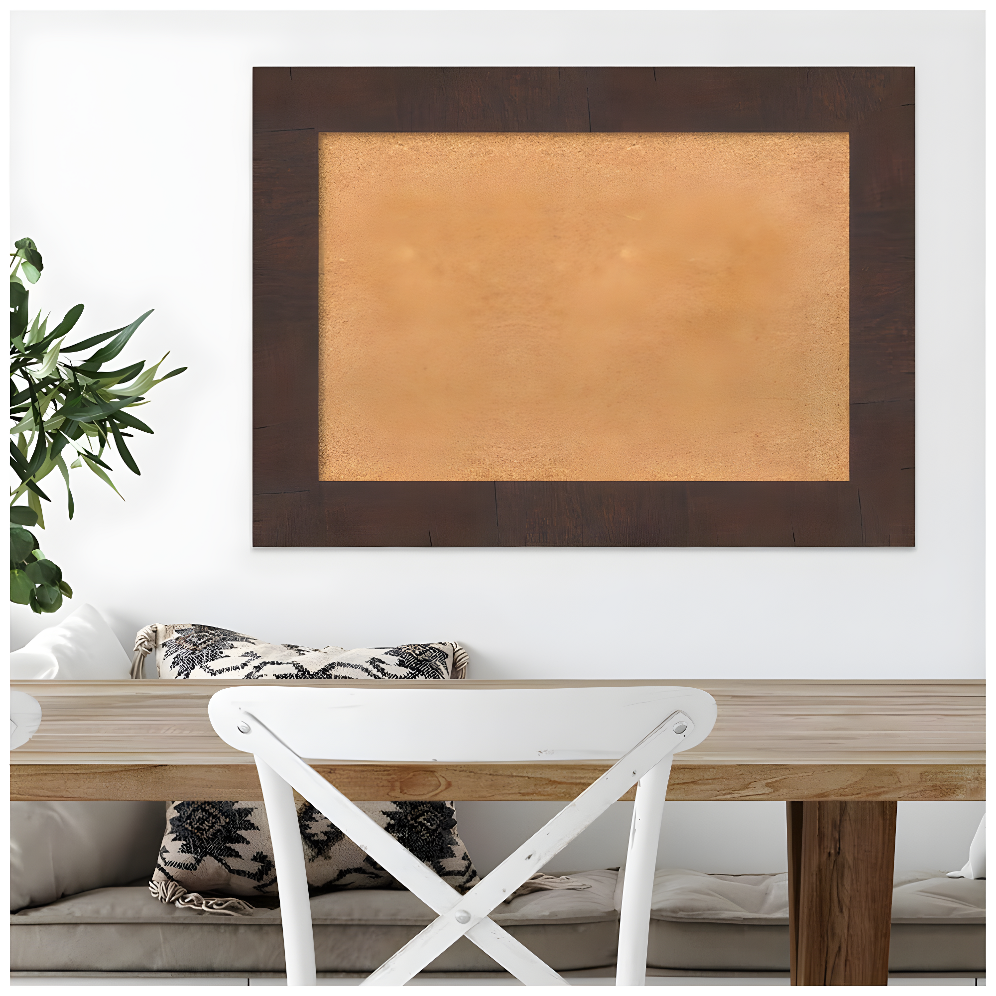 Amanti Art Natural Cork Board Framed Wildwood Brown Bulletin Board 29 in. x 21 in.