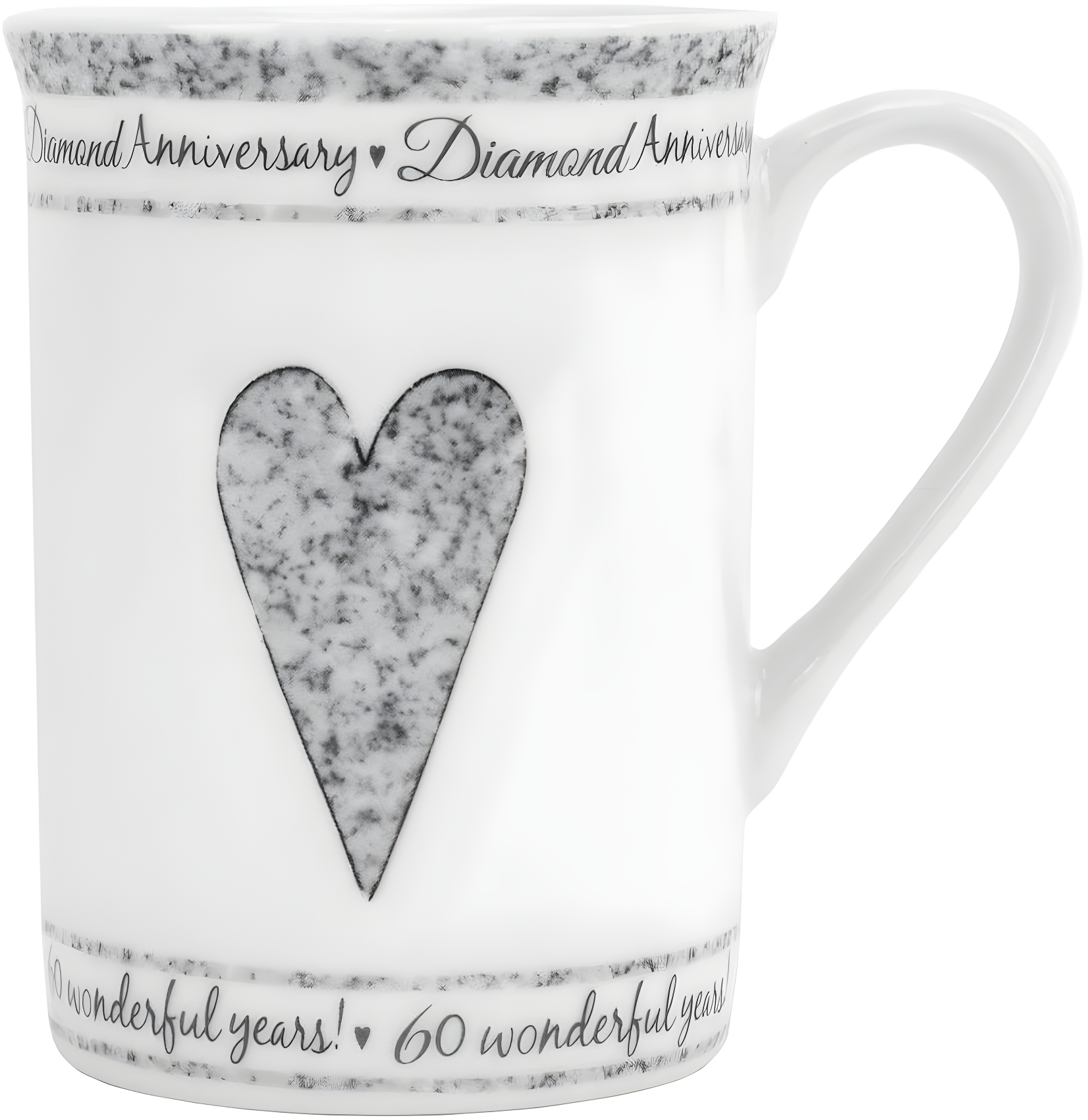 Beautifully Designed 60th Diamond Wedding Anniversary Set of Ceramic Mugs with Hearts | Dishwasher and Microwave Safe with Decorative Keepsake Box