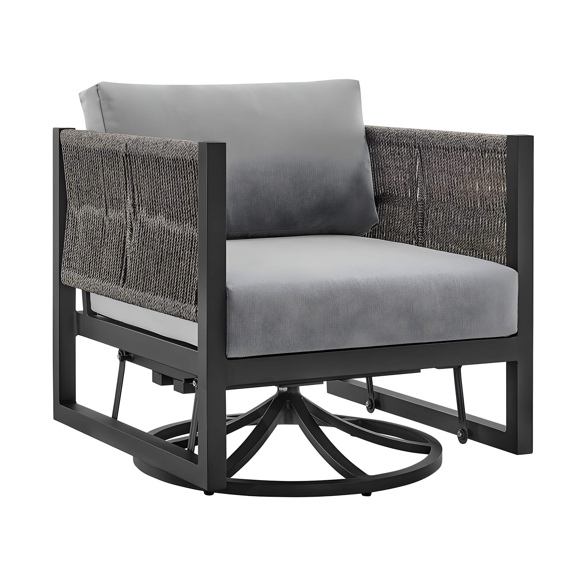 Armen Living Glider Upholstered Aluminum Lounge Chair, Black