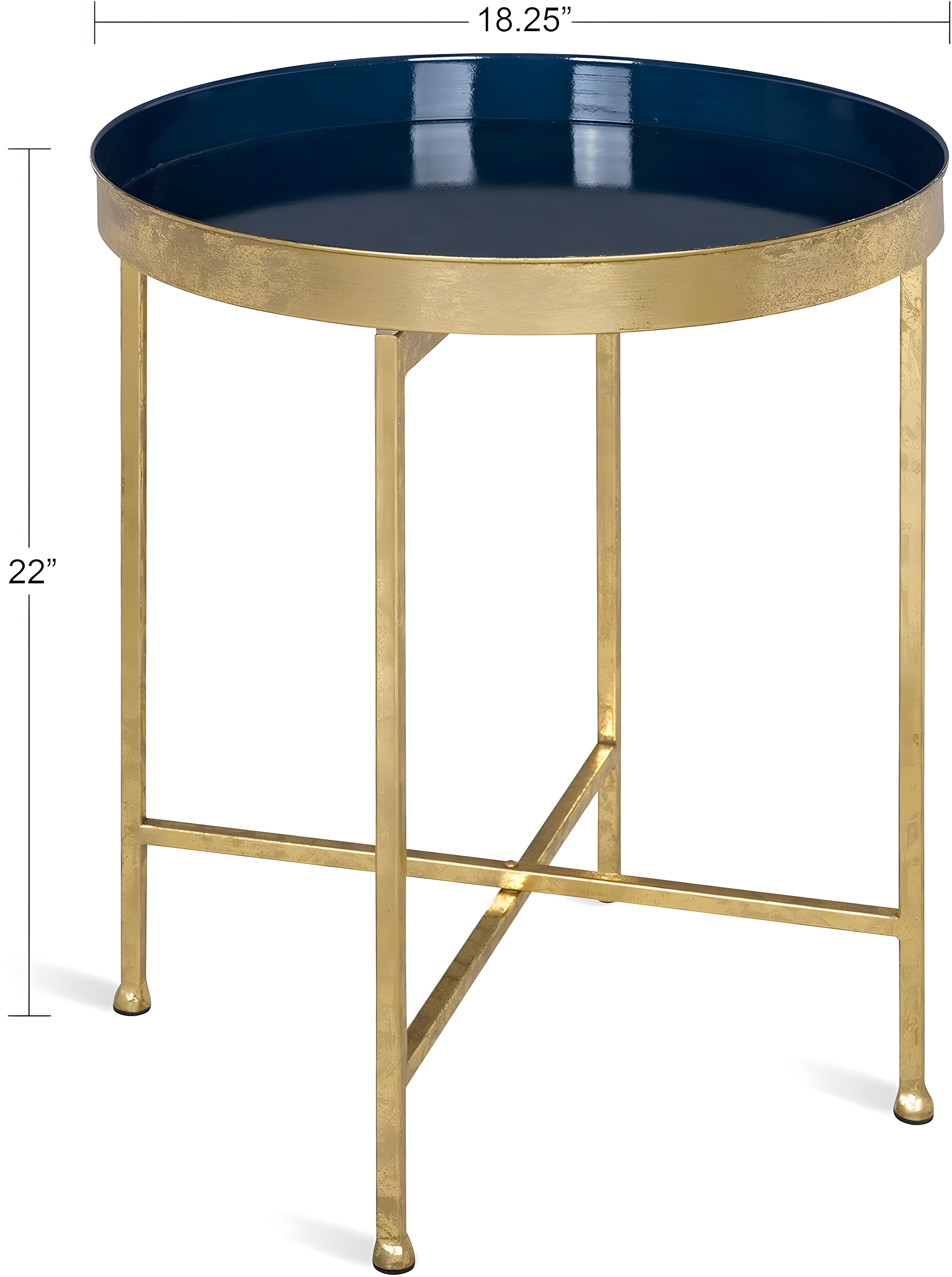 Kate and Laurel Celia Round Metal Side Table, 18.25x18.25x22, Navy Blue