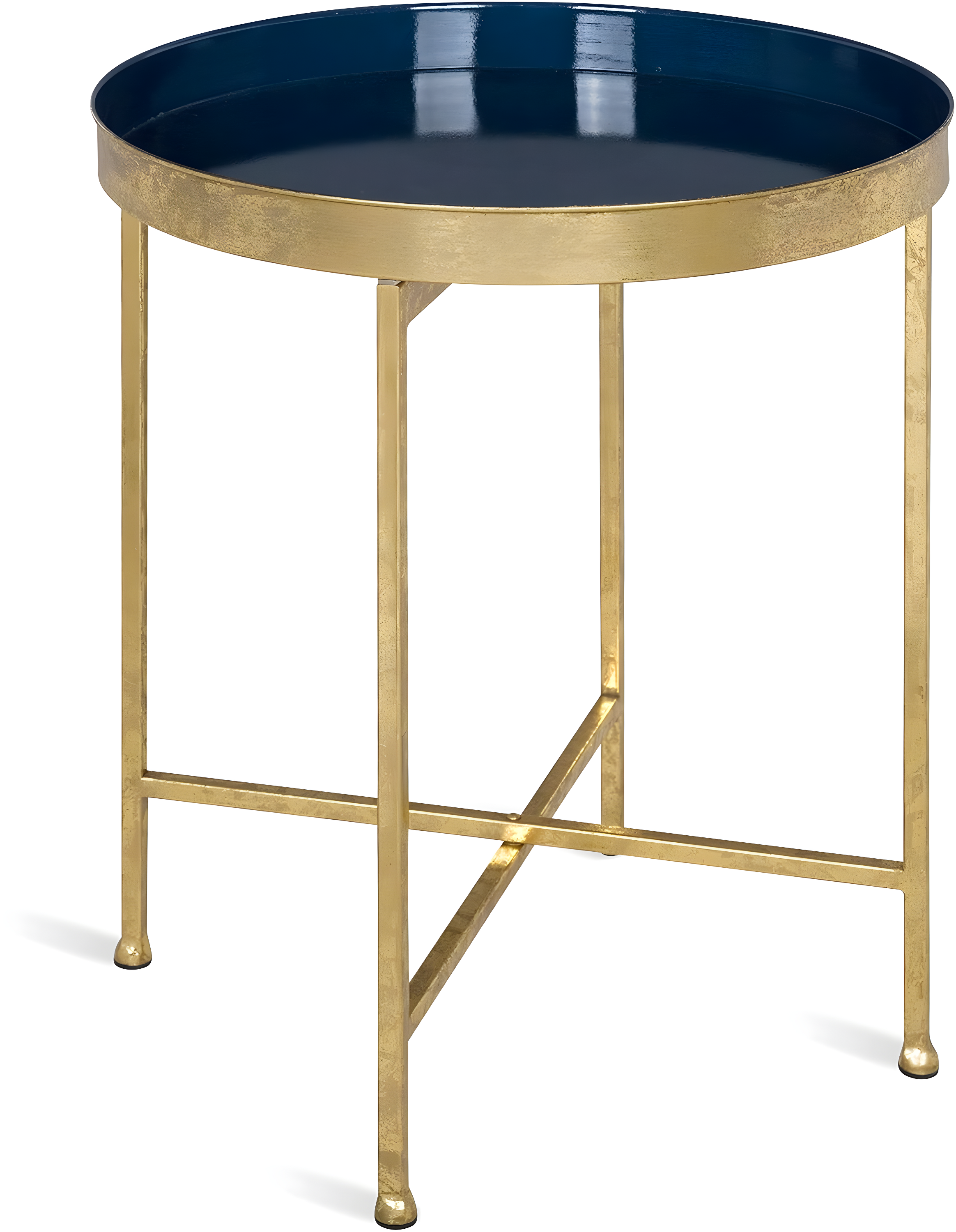 Kate and Laurel Celia Round Metal Side Table, 18.25x18.25x22, Navy Blue