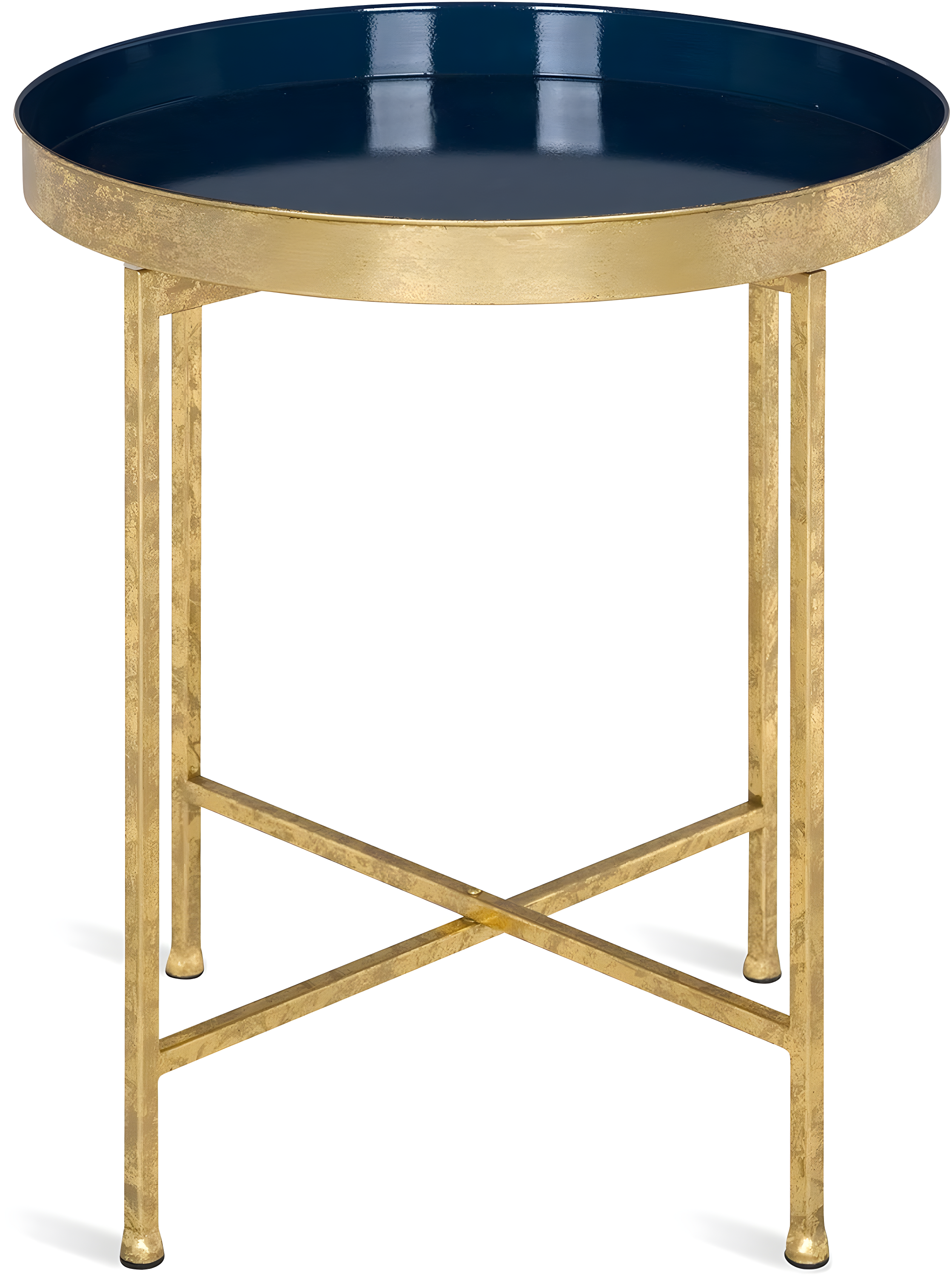 Kate and Laurel Celia Round Metal Side Table, 18.25x18.25x22, Navy Blue