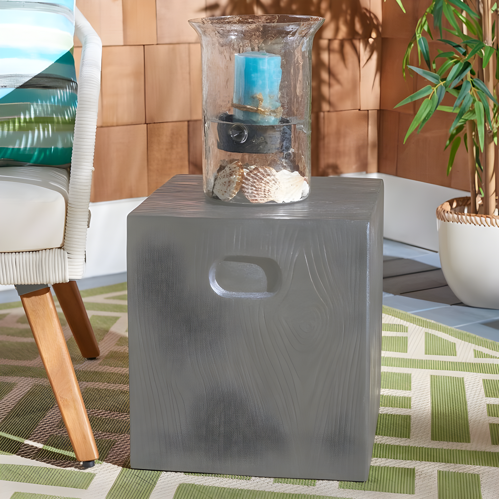 Cube Accent Stool - Indoor/Outdoor - VNN1003 - Gray - Safavieh
