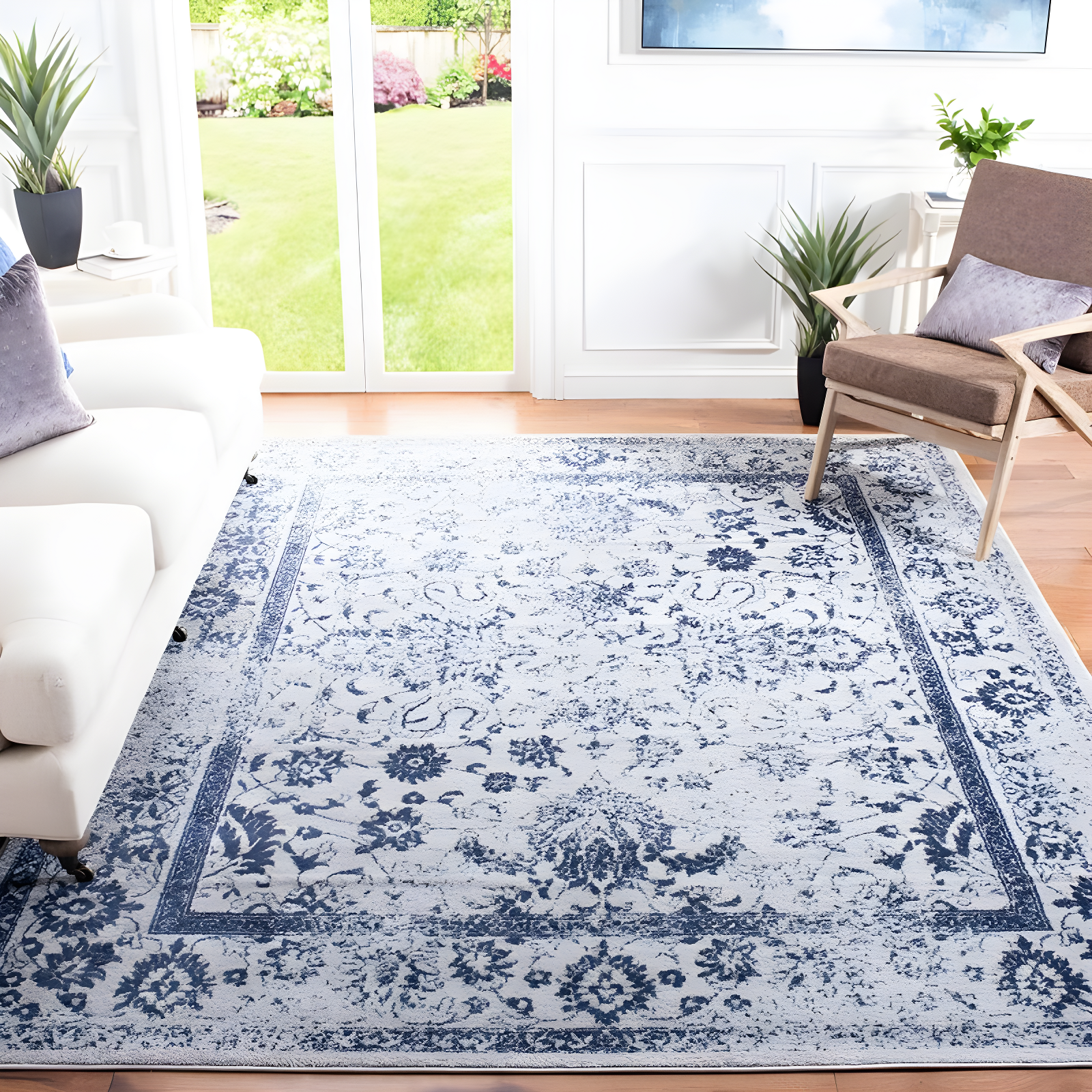 Adirondack ADR109 Machine Made Indoor Area Rug - Grey/Navy - 8'x10' - Safavieh