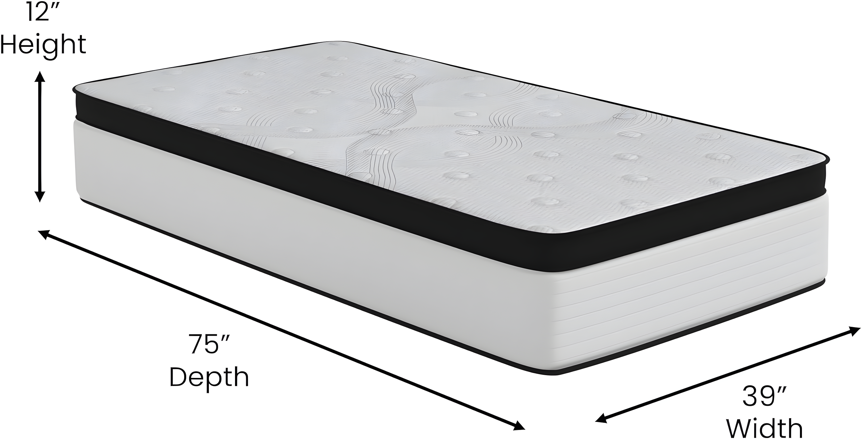 Merrick Lane 12 Inch Extra Firm Twin Hybrid Pocket Spring & CertiPUR-US Certified Foam Mattress in a Box