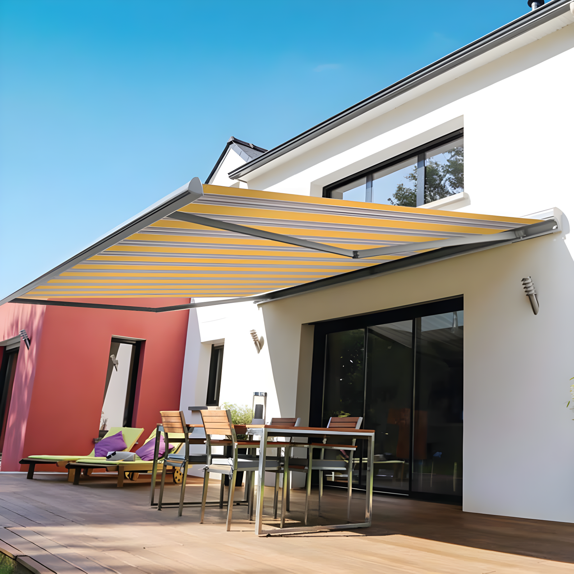 Advaning 10.5'' Fabric, Metal Cover Retractable Patio Awning