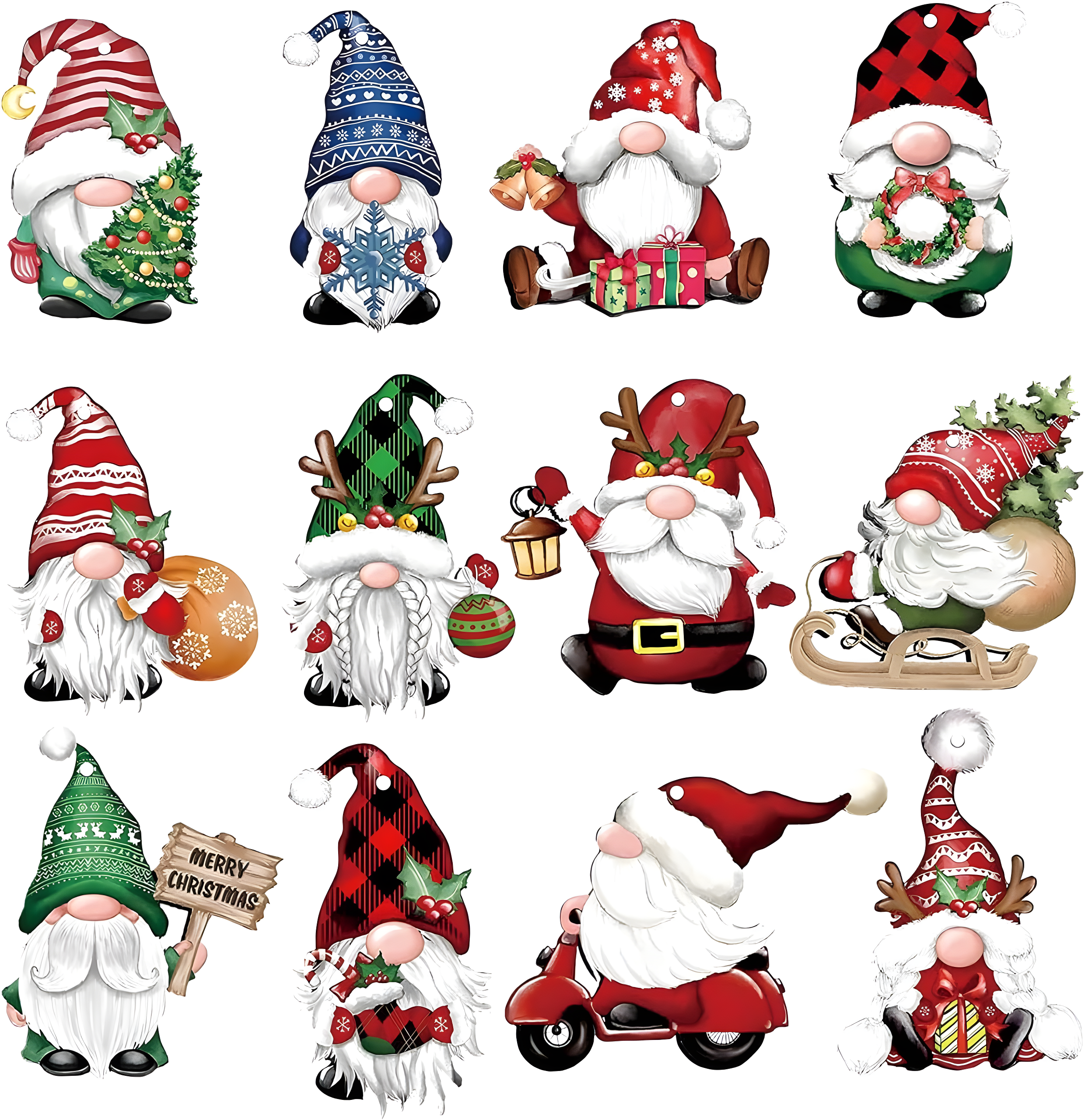 dajkiuy Clearance 24pcs Christmas Gnome Wooden Hanging Ornaments,Wood Hanging Decor for Christmas Tree Decorations Gnome Santa Doll Hanging Craft Holiday Party Supplies