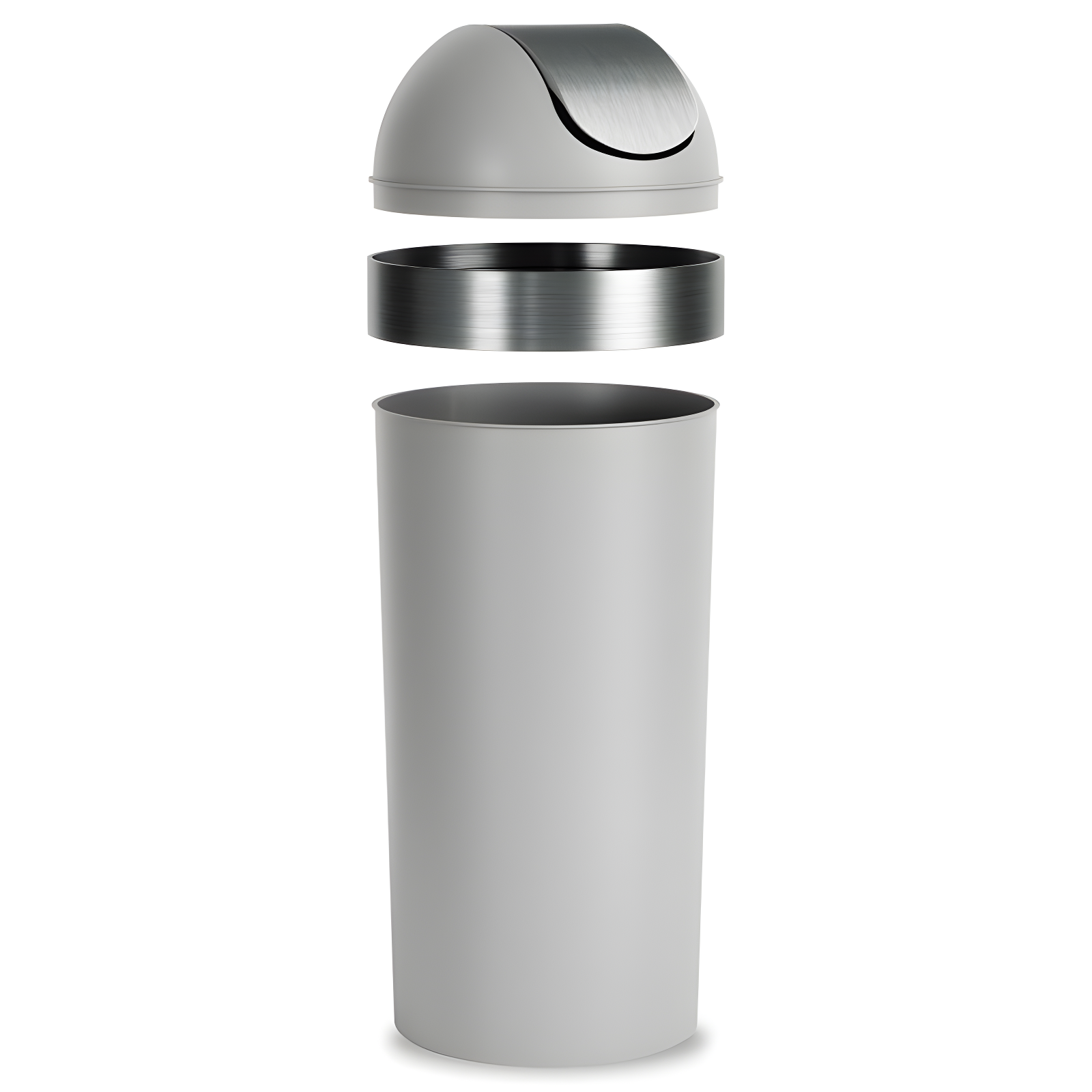Umbra 16.5gal Venti Can Gray/Nickel: Indoor Swing-Top Trash Can, Polypropylene, 35" Height, 14.6" Width, 5.6 lbs
