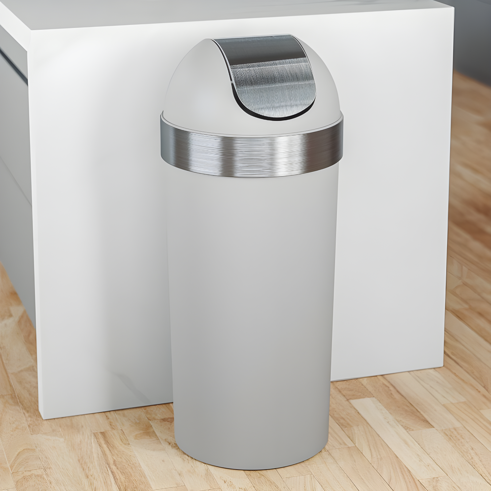 Umbra 16.5gal Venti Can Gray/Nickel: Indoor Swing-Top Trash Can, Polypropylene, 35" Height, 14.6" Width, 5.6 lbs