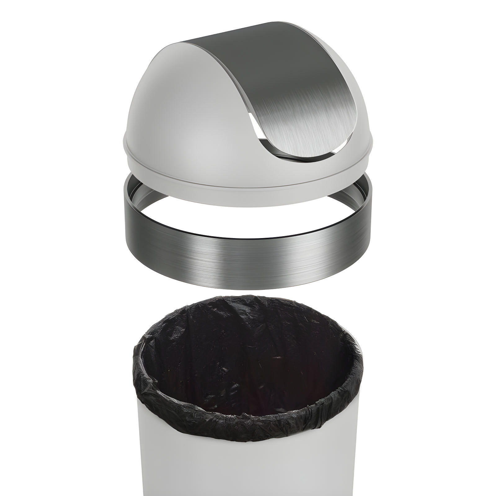 Umbra 16.5gal Venti Can Gray/Nickel: Indoor Swing-Top Trash Can, Polypropylene, 35" Height, 14.6" Width, 5.6 lbs