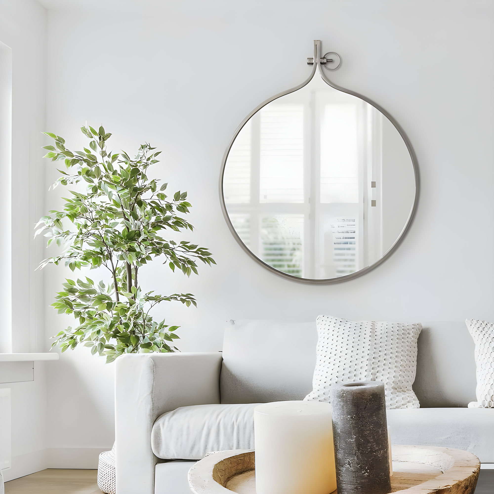 30" x 37" Yitro Metal Framed Wall Mirror Gray - Kate & Laurel All Things Decor